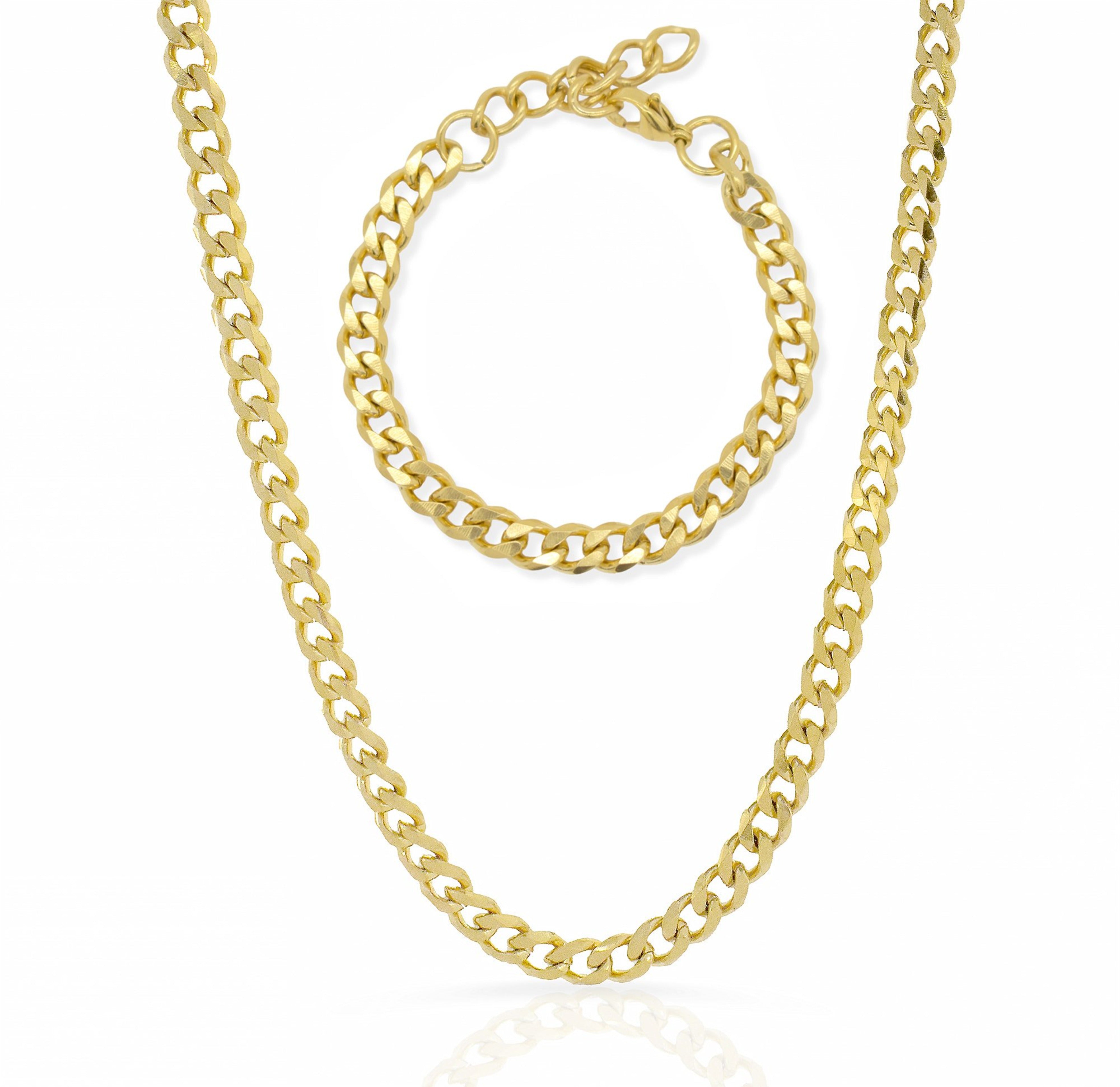 gold curb chain jewelry set waterproof
