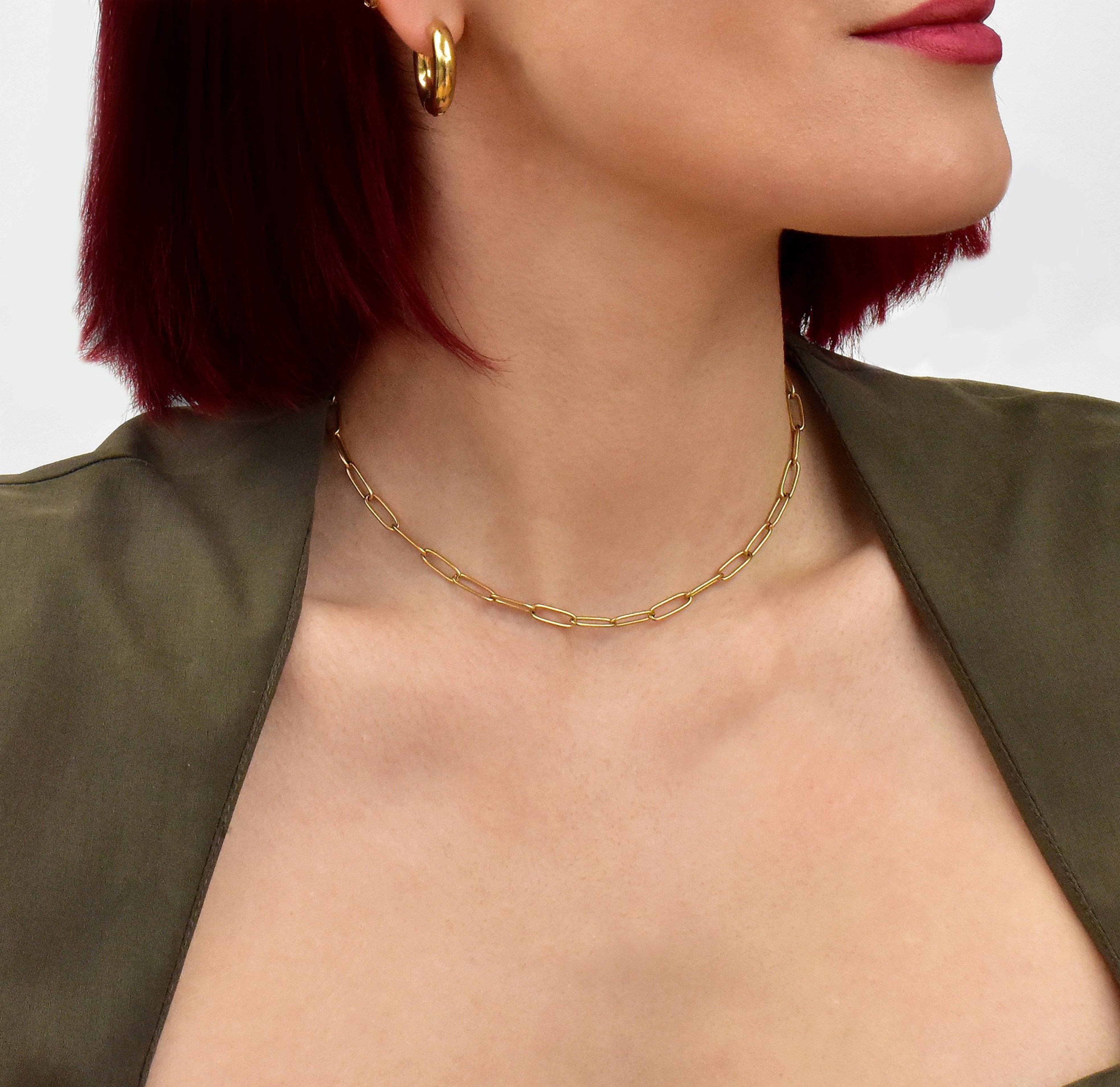 PAPER CLIP NECKLACE TARNISH FREE