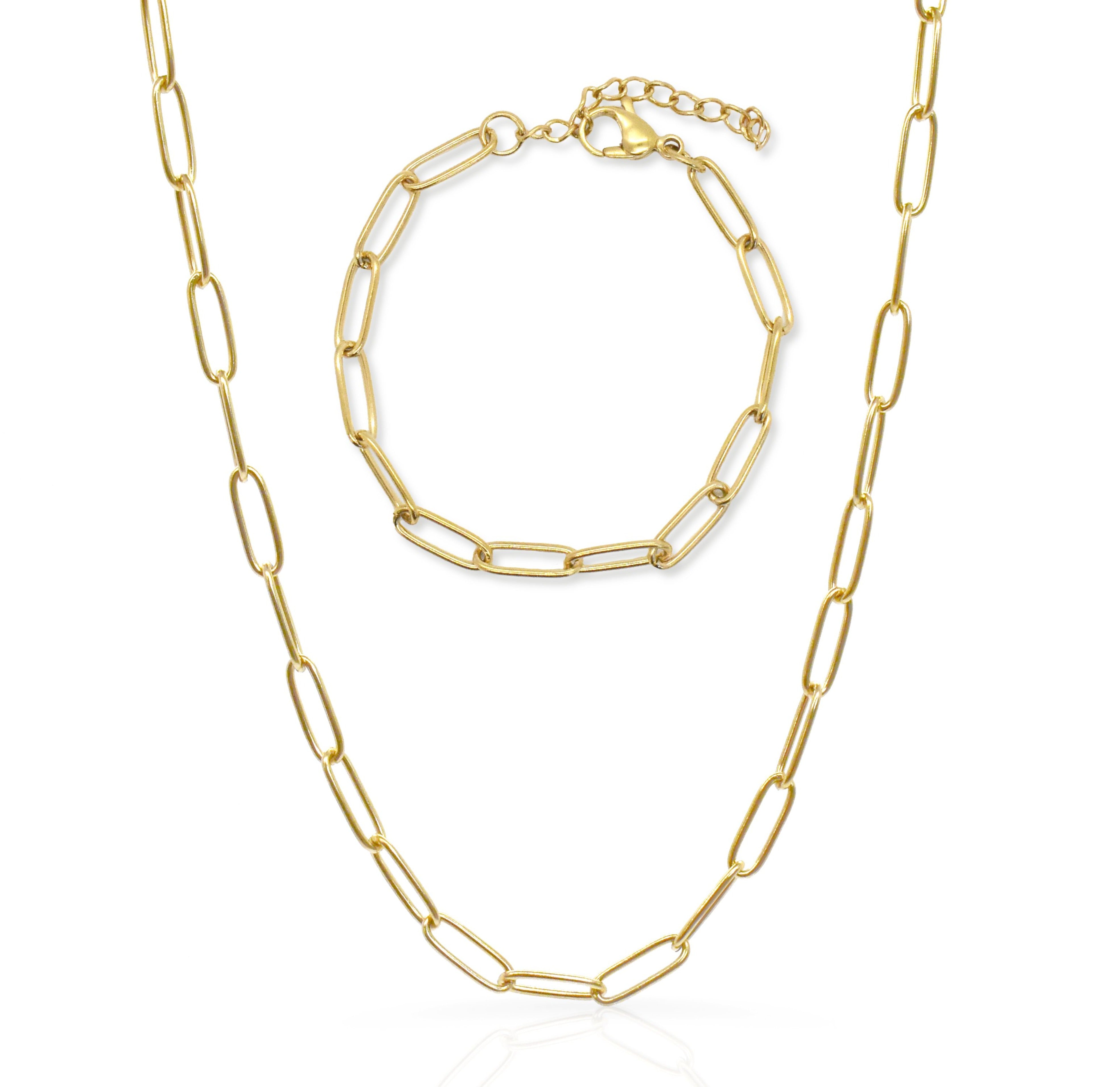 paperclip chain jewelry set
