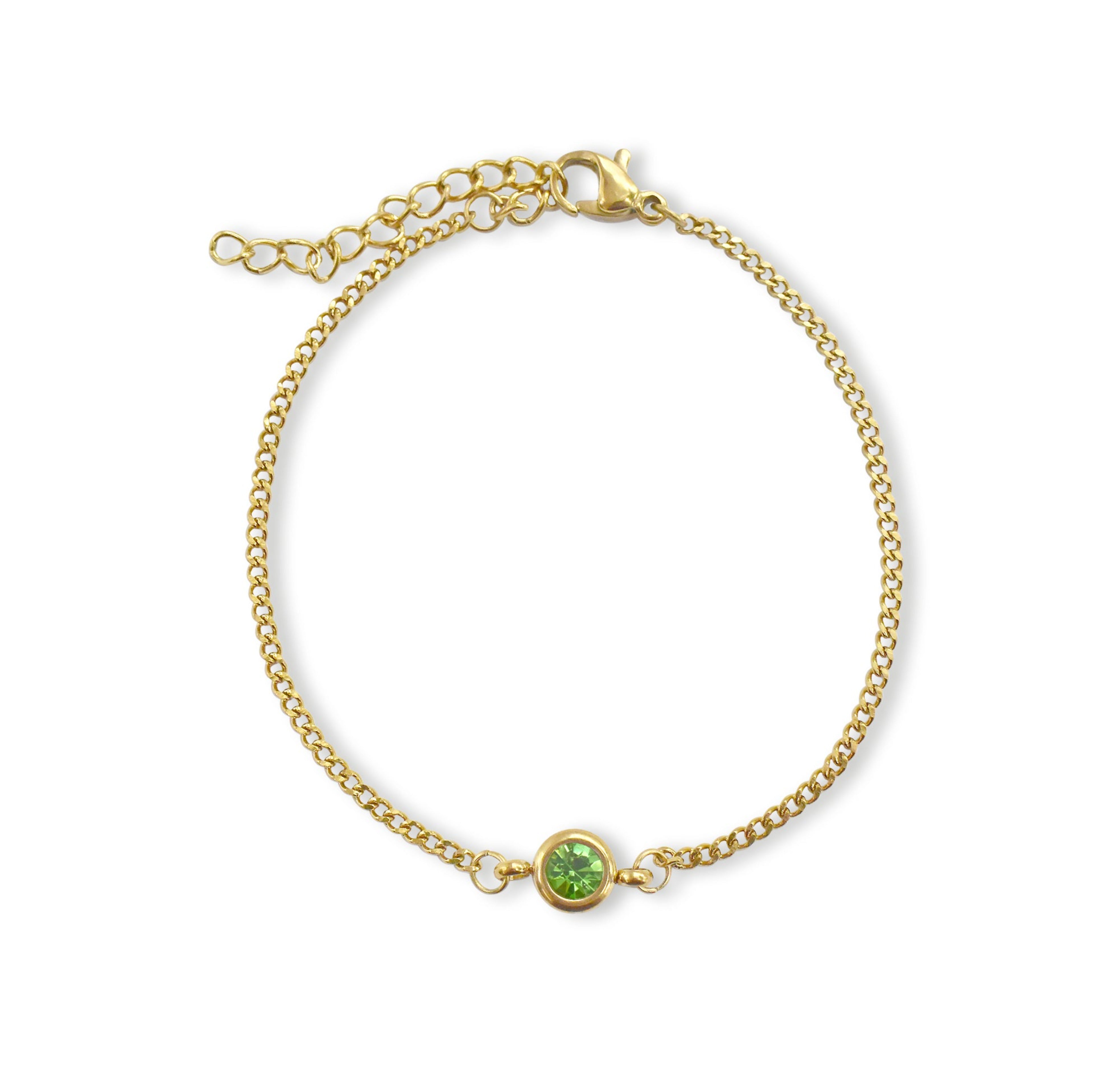 peridot birthstone bracelet waterproof jewelry