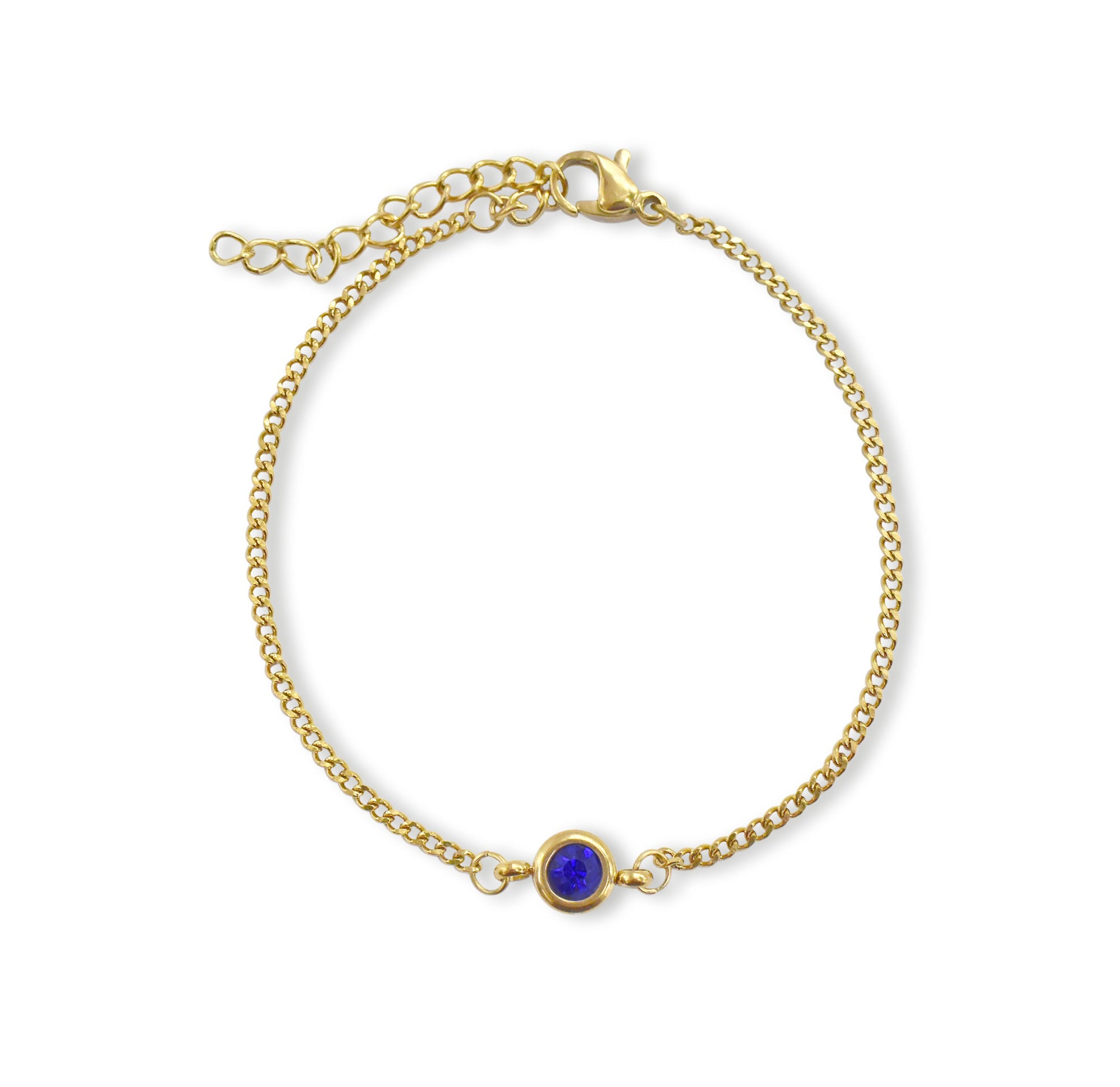 GOLD DAINTY BIRTHSTONE BRACELET WATERPROOF