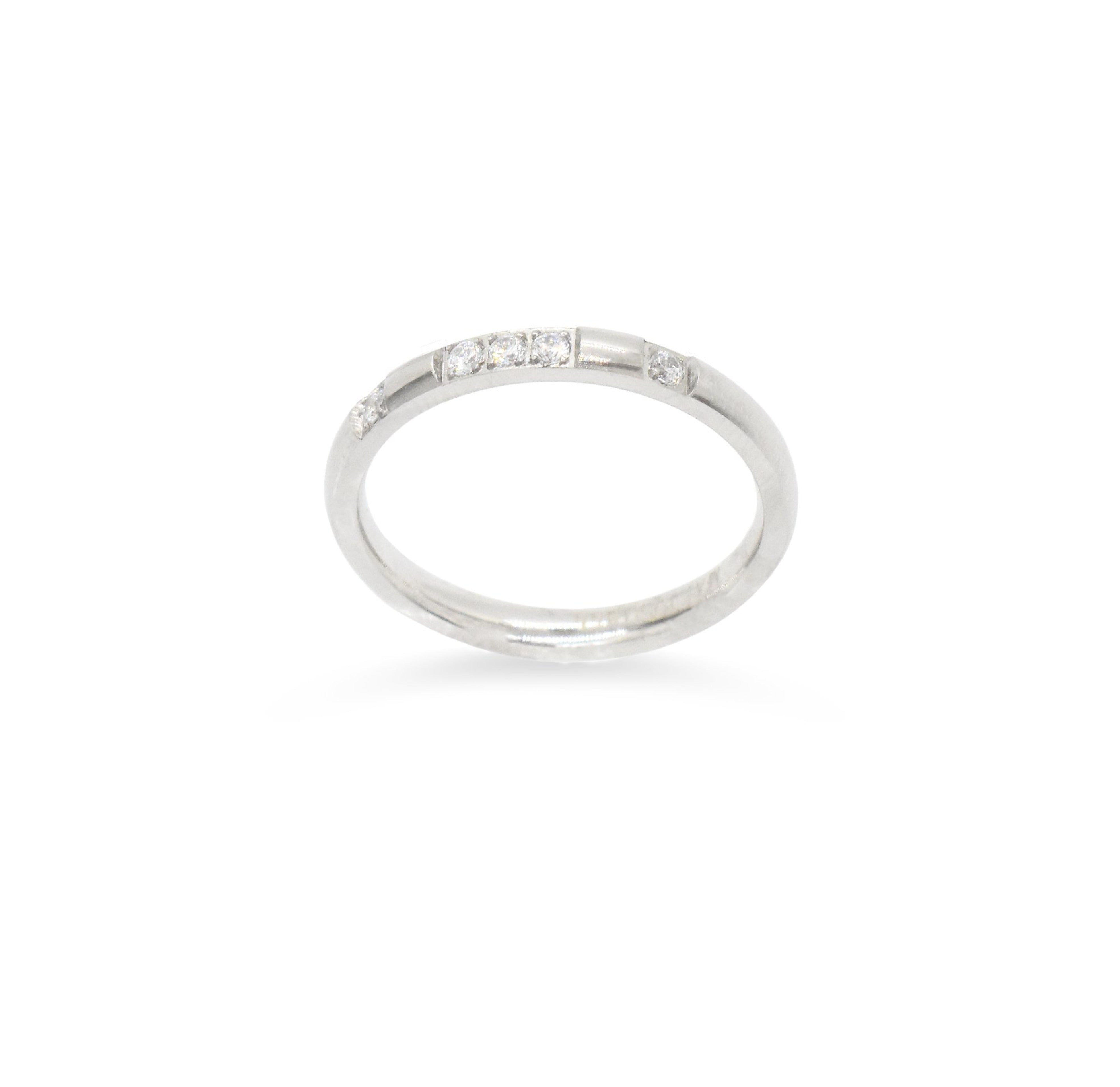 Veda thin silver pave ring band. Silver waterproof jewelry