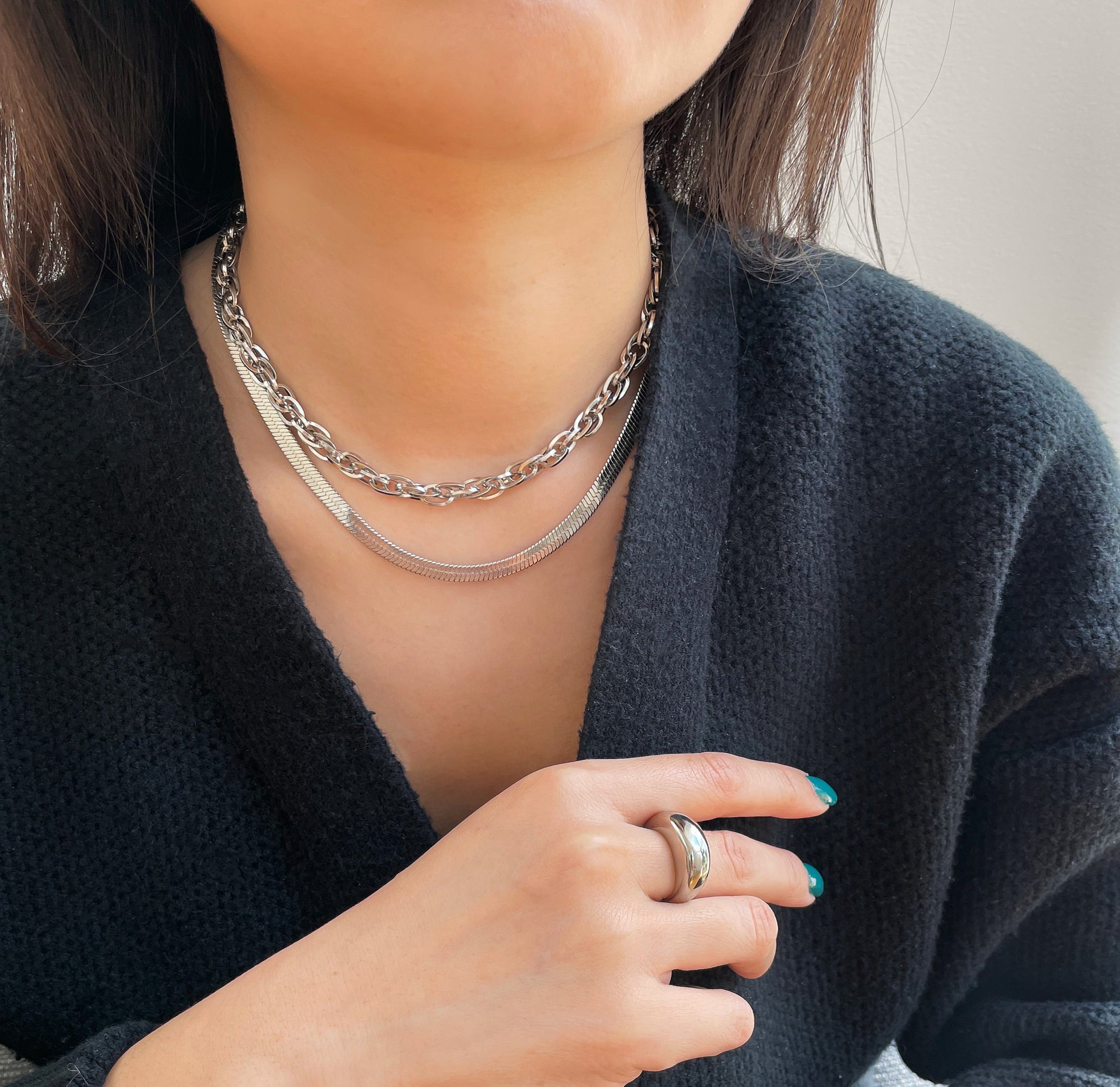 silver chain necklace waterproof jewelry