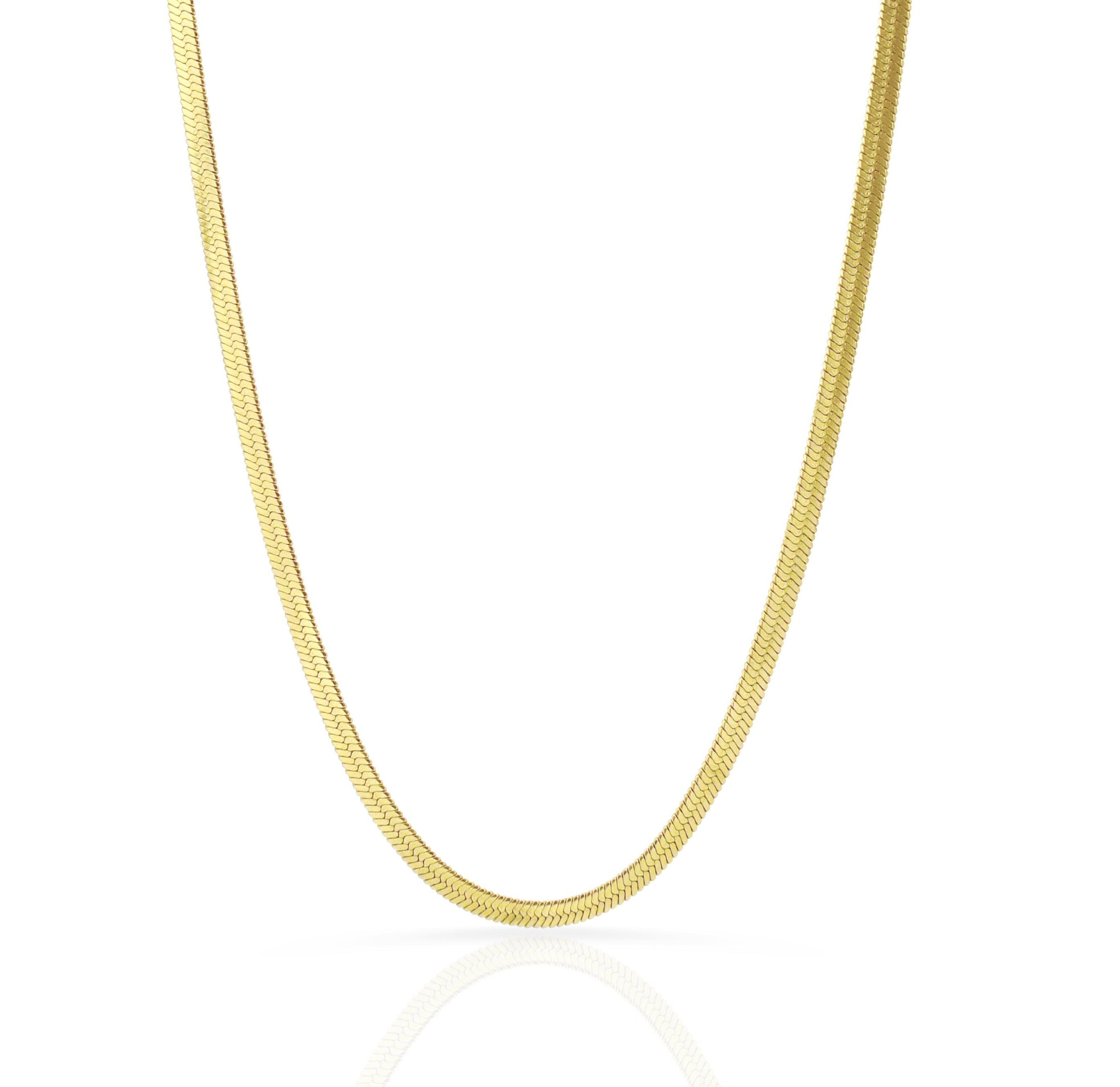 GOLD HERRINGBONE SNAKE CHAIN NECKLACE