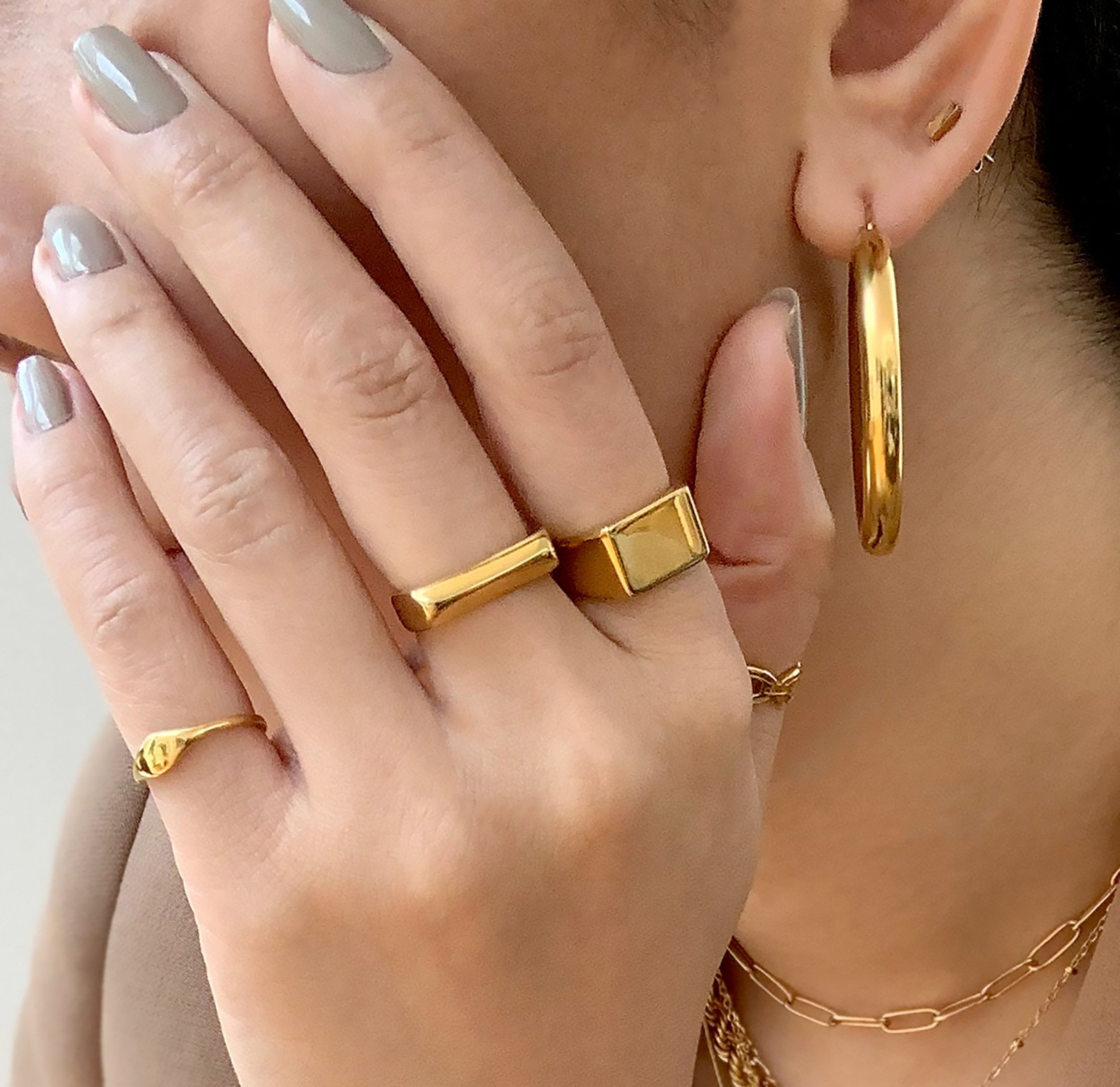gold bar dome ring