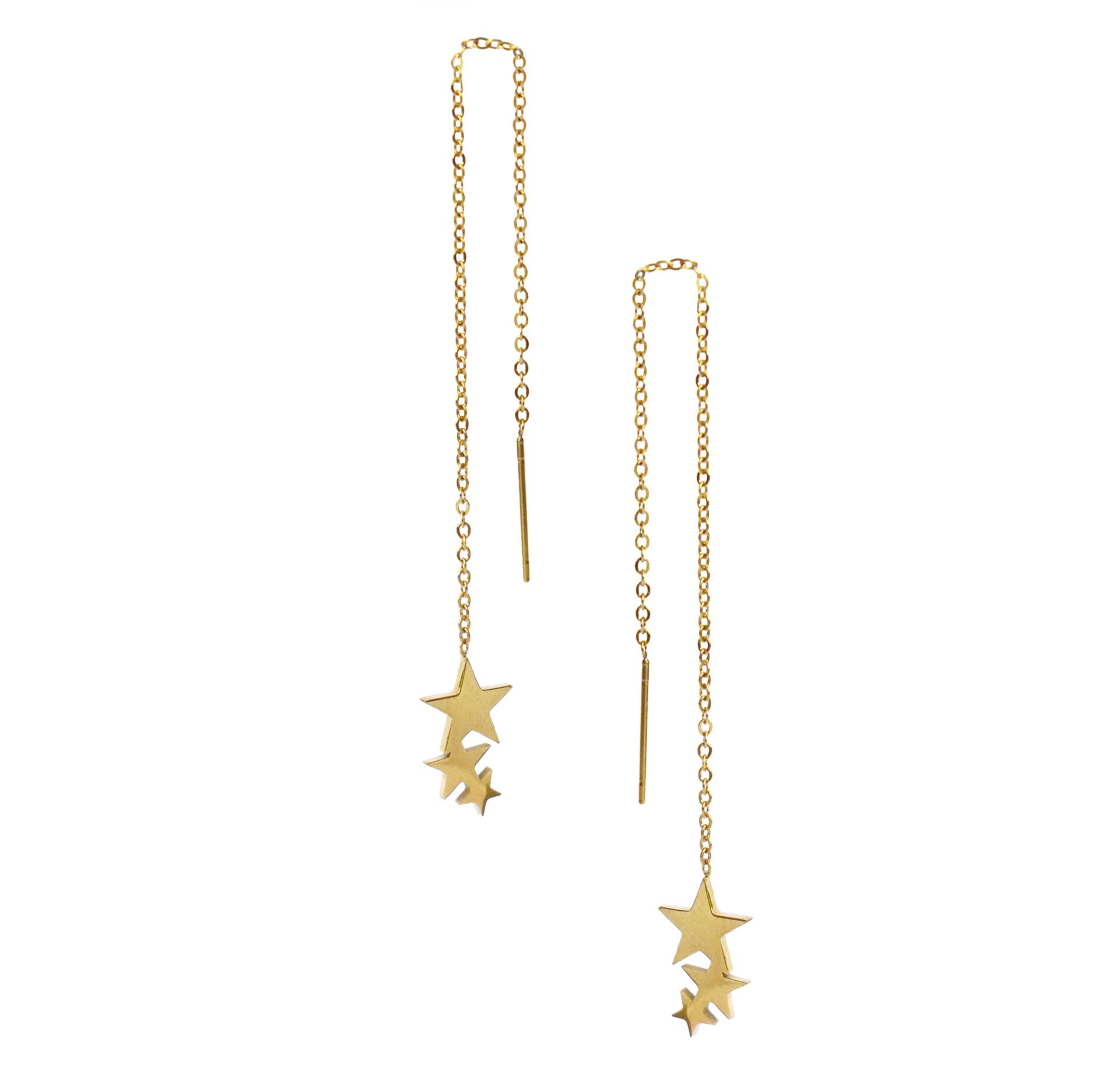 Gold star drop earrings hypoallergenic