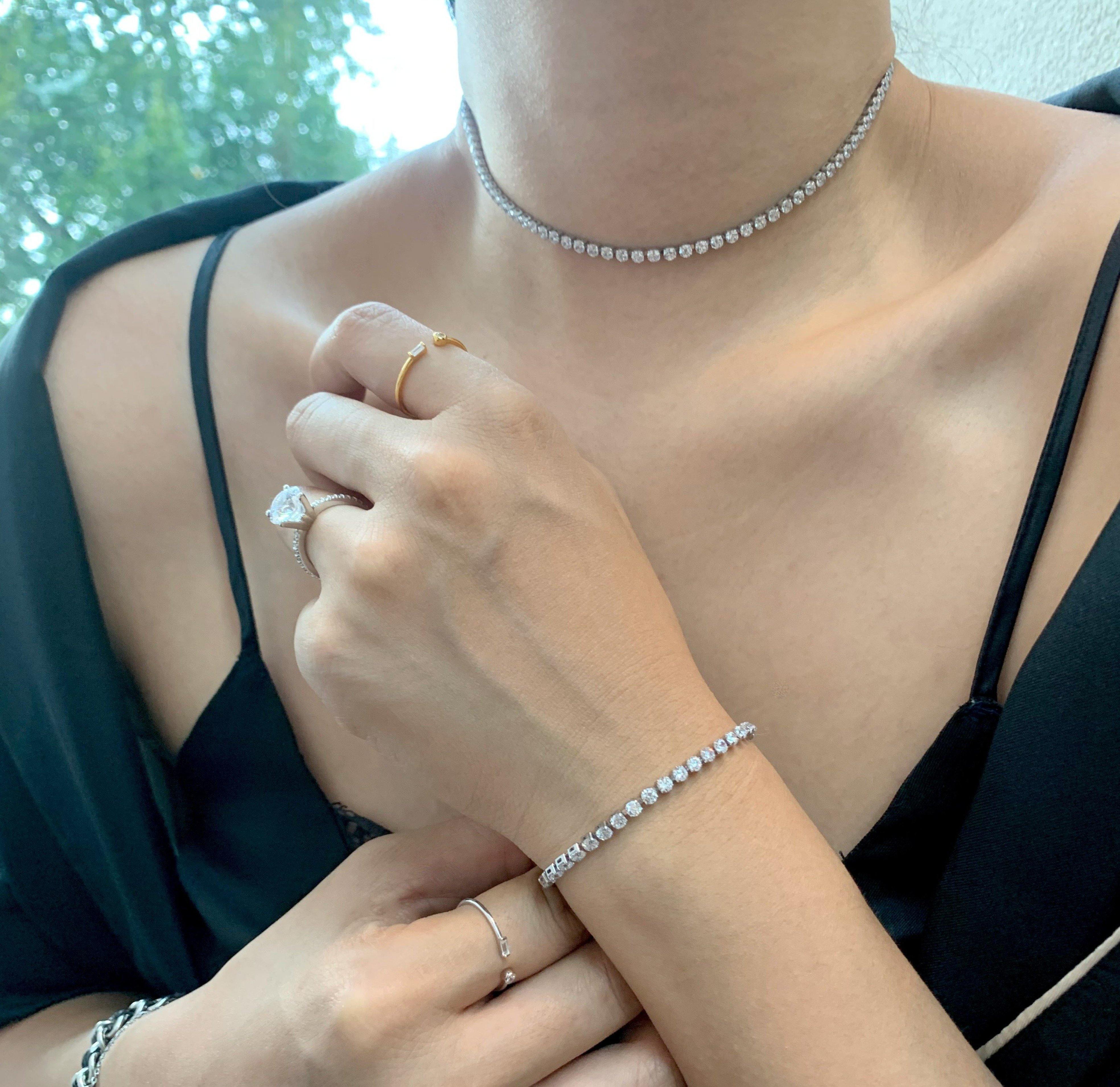 dainty tennis necklace