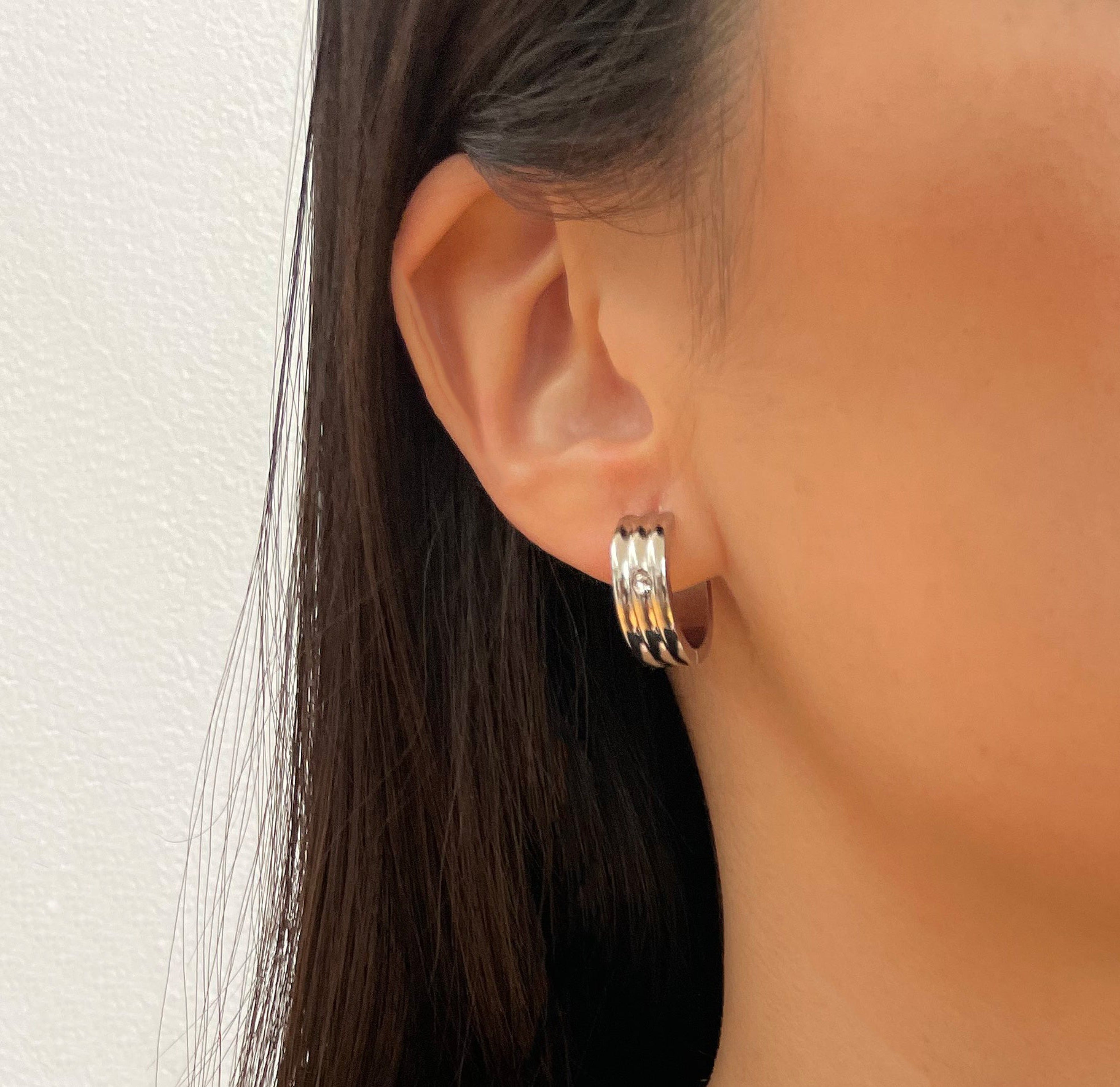 thick smll silver hoop earrings waterproof jewelry