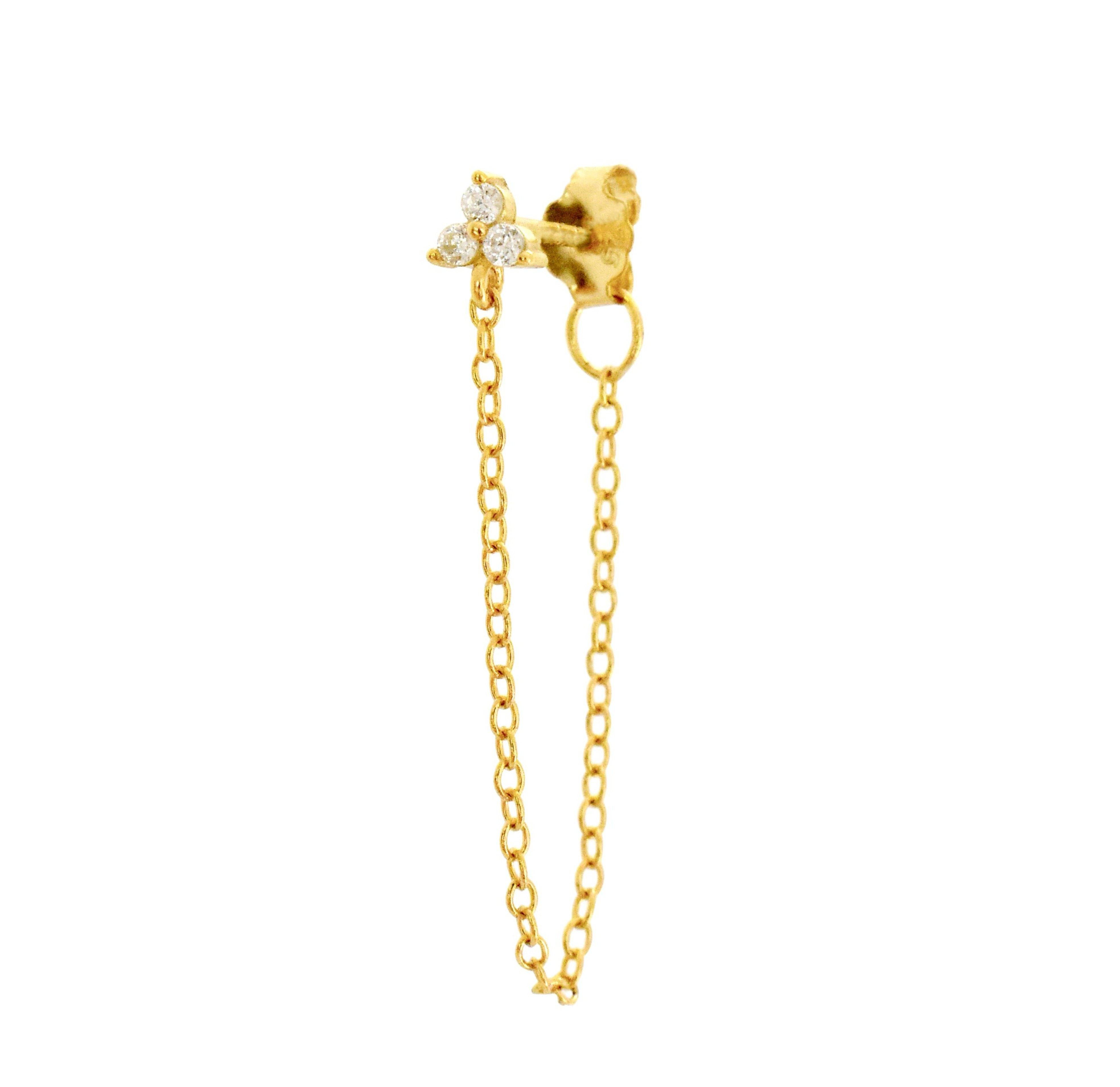 tri stud chain earring