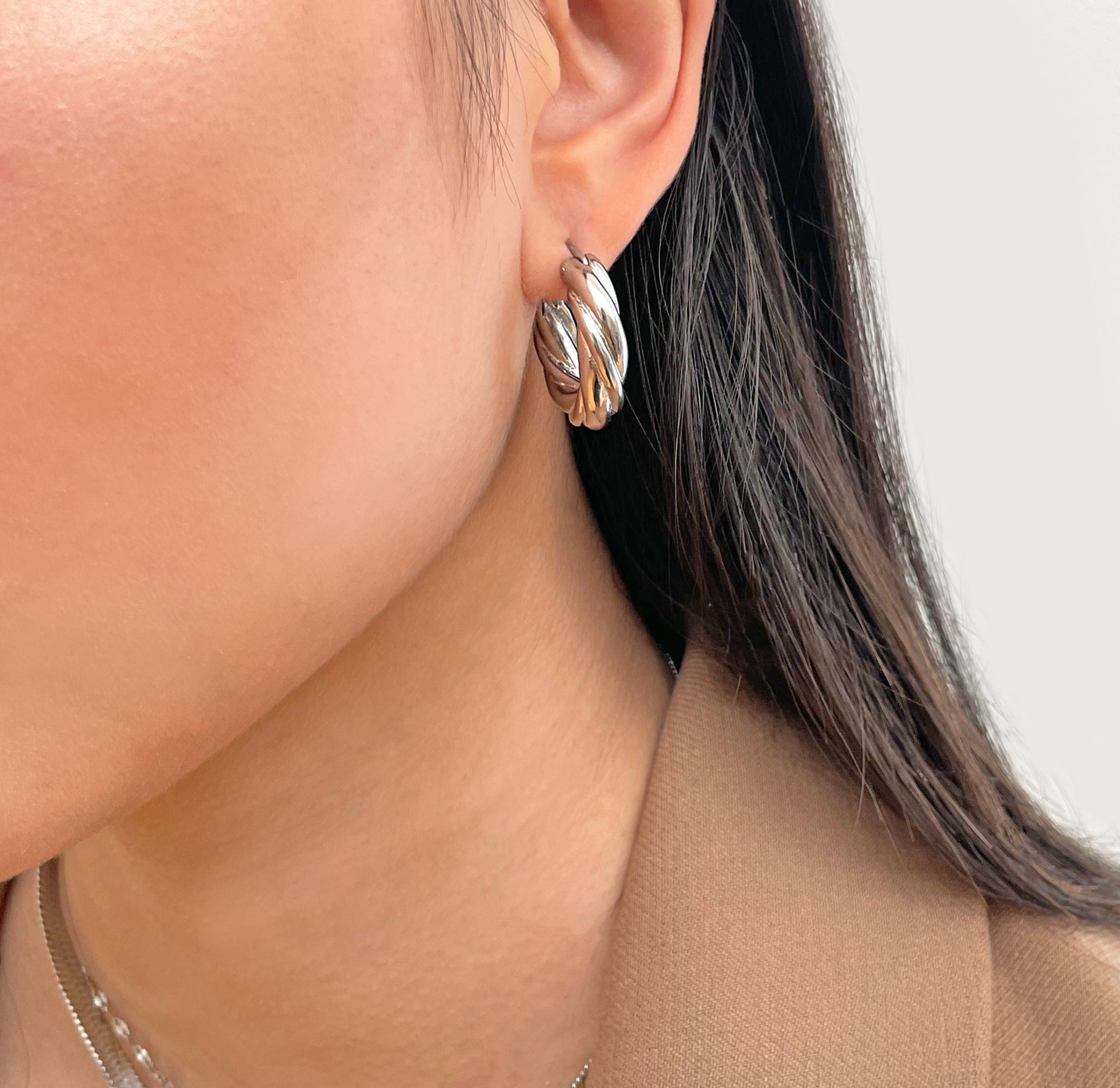 Chunky Silver Hoops | Small