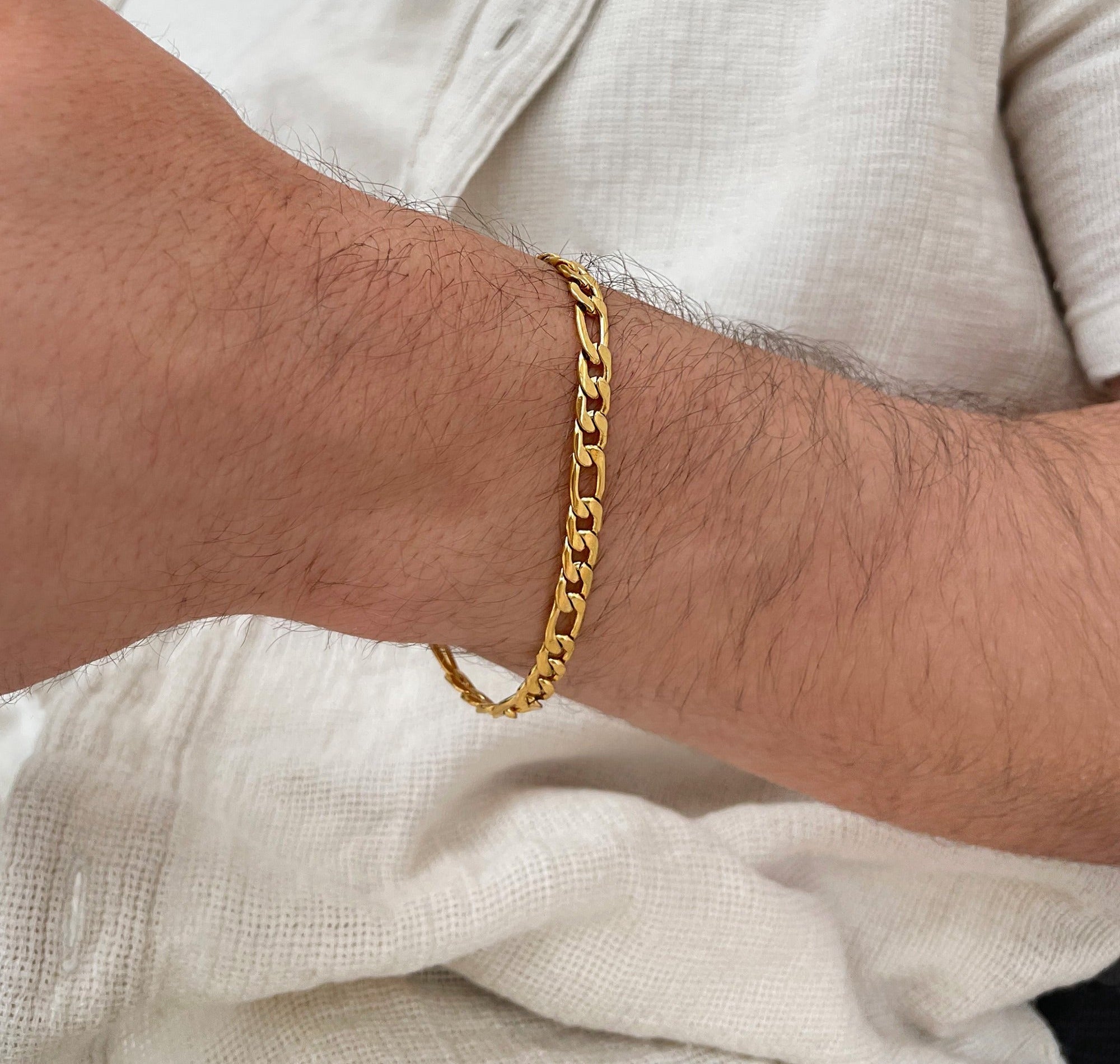 Gold Figaro Chain Bracelet | Waterproof Jewelry – Mai Désirée