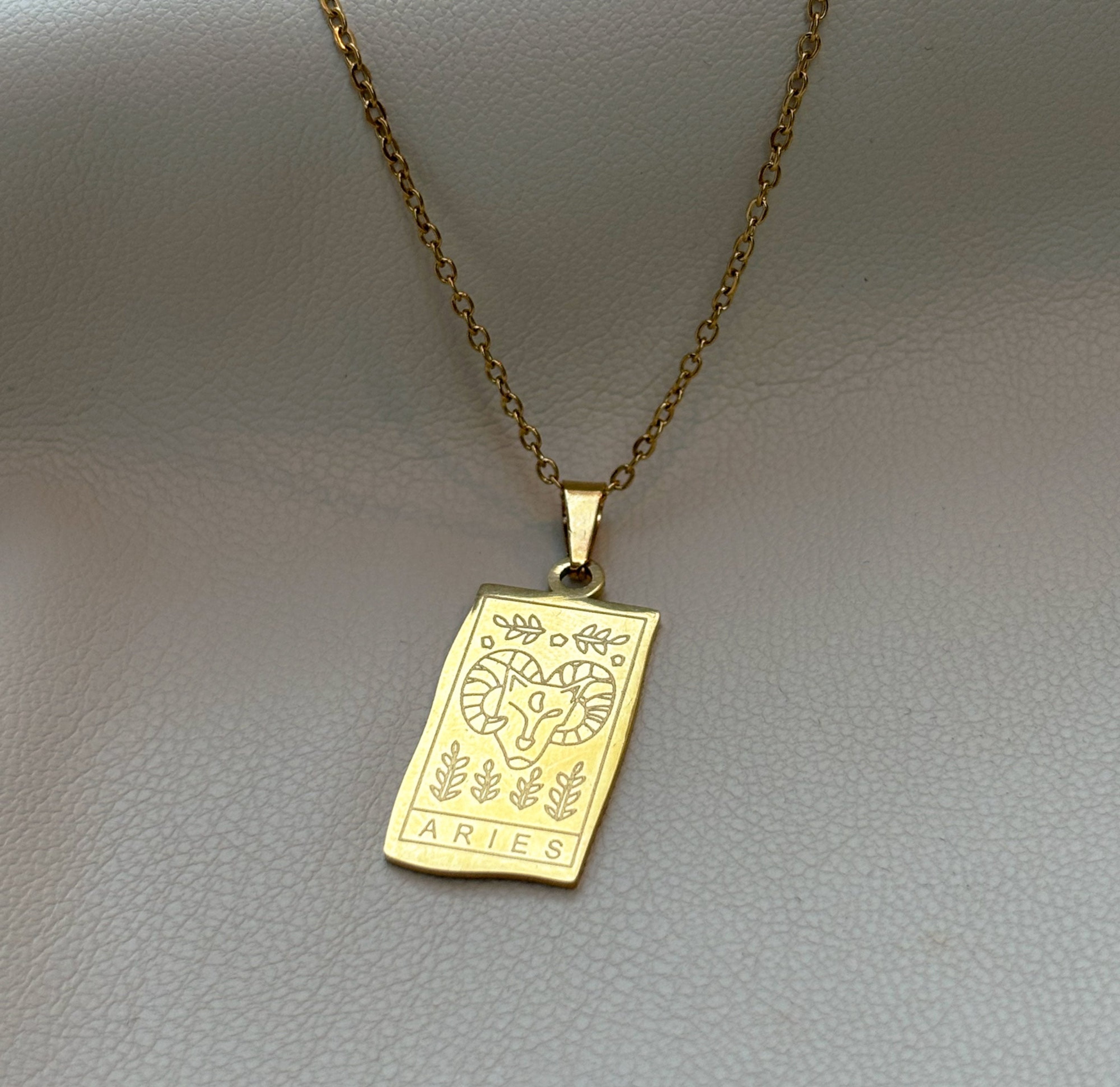 18K DAINTY ZODIAC PENDANT NECKLACE - ARIES