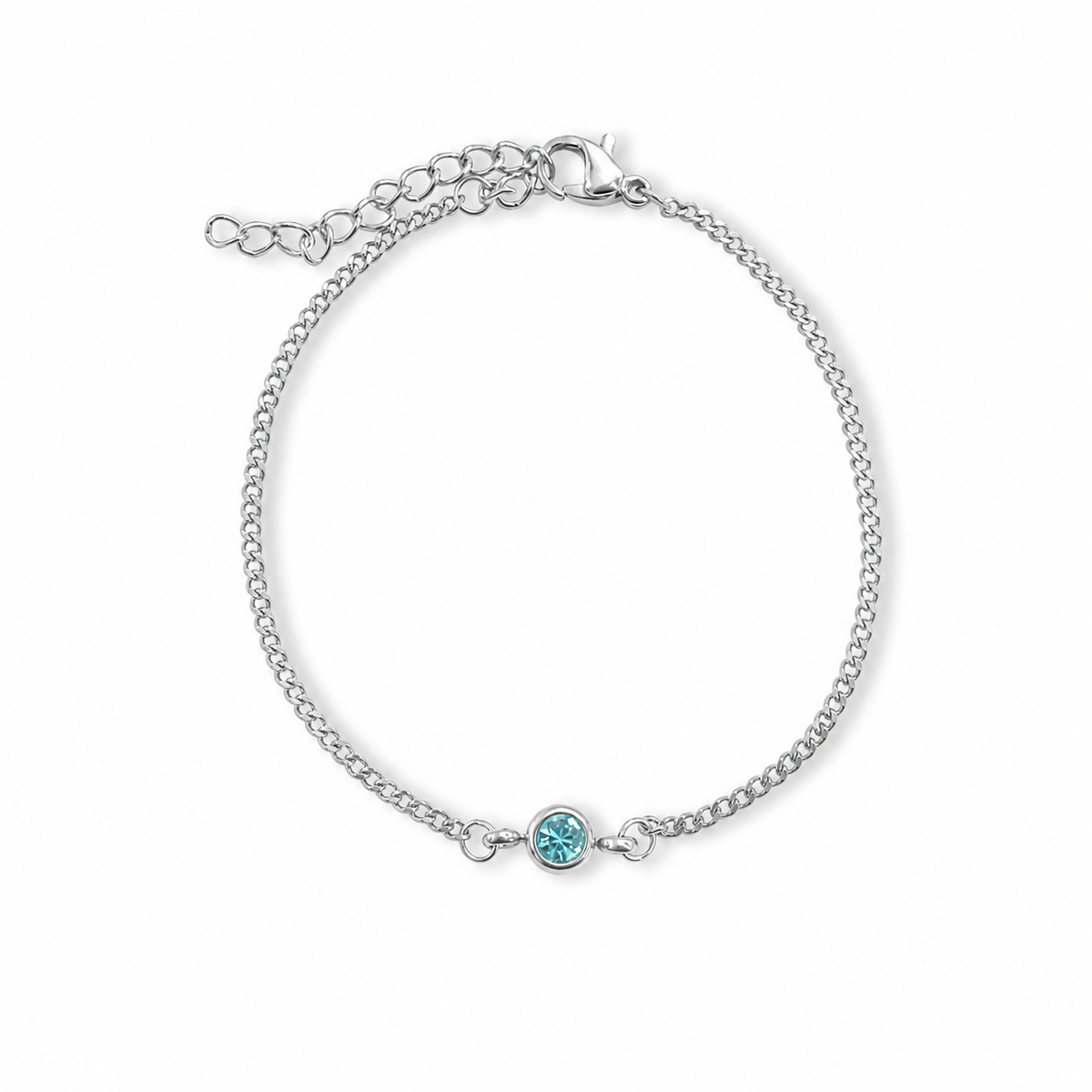 Delilah Silver Dainty Aquamarine Birthstone Bracelet - March