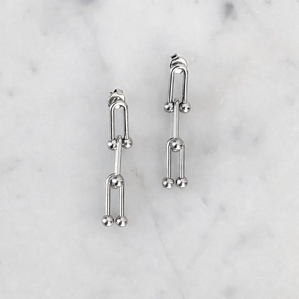 FLORENCE SILVER HARDWARE CHAIN EARRINGS