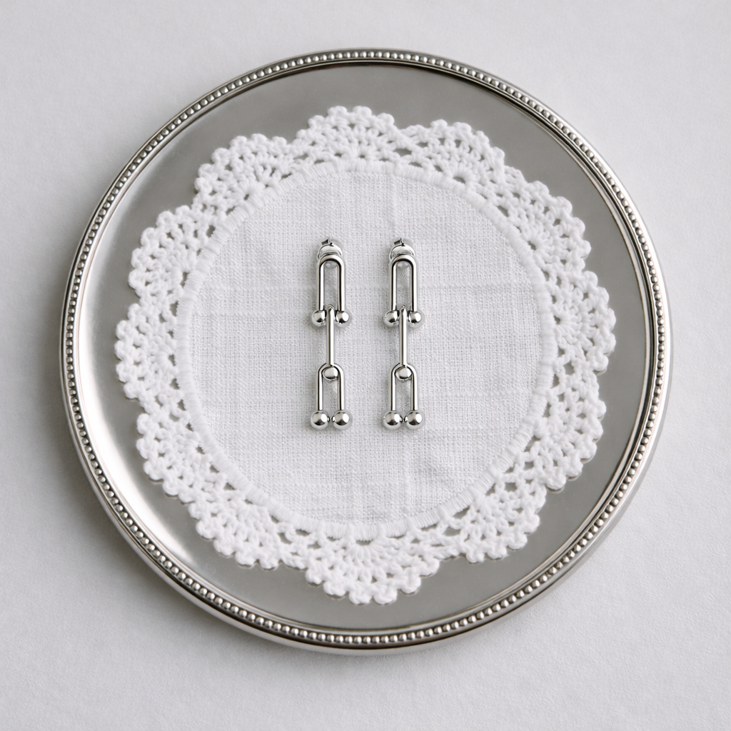 FLORENCE SILVER HARDWARE CHAIN EARRINGS