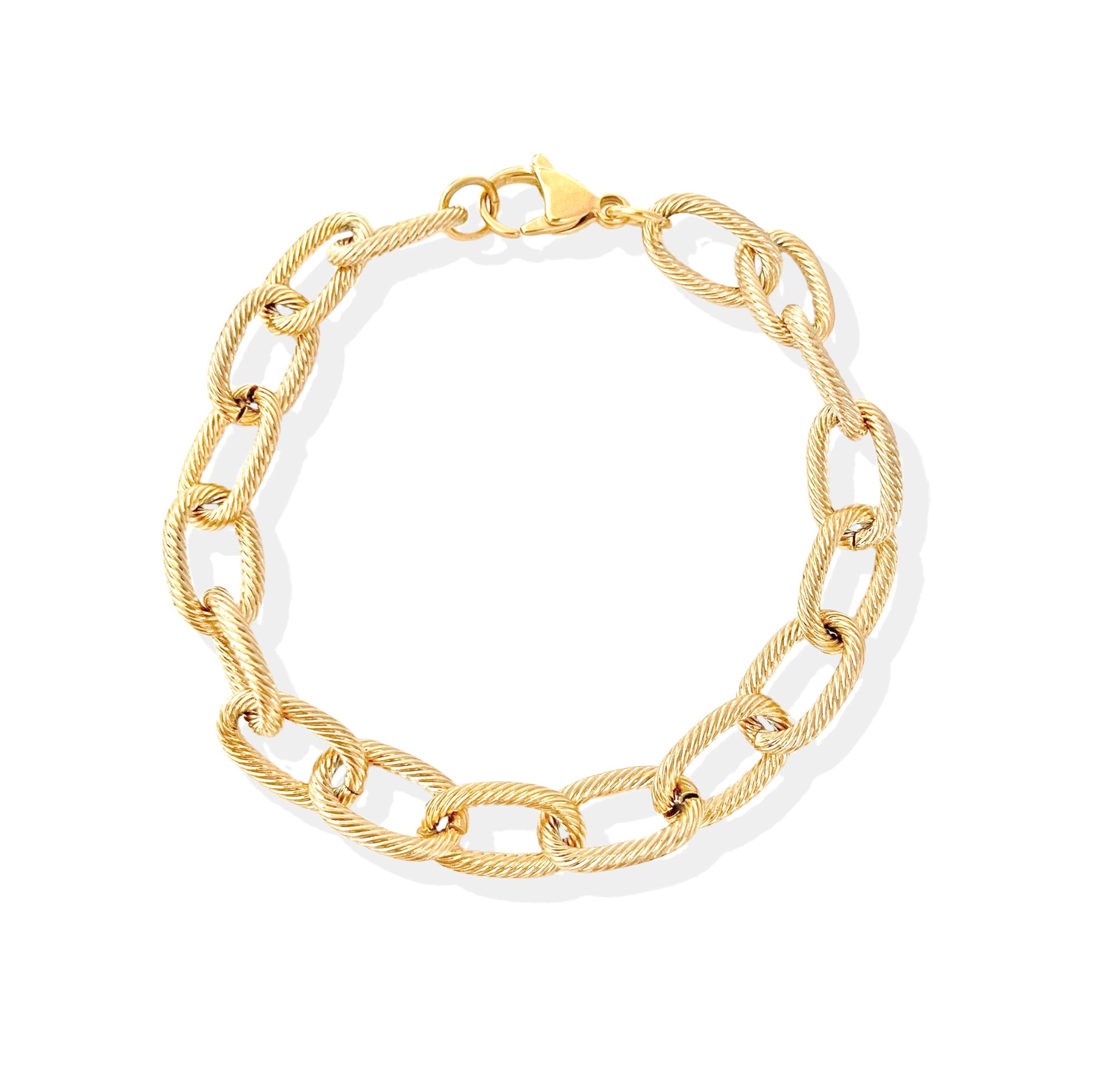 Carly Gold Texture Link Chain Bracelet - Waterproof Jewelry