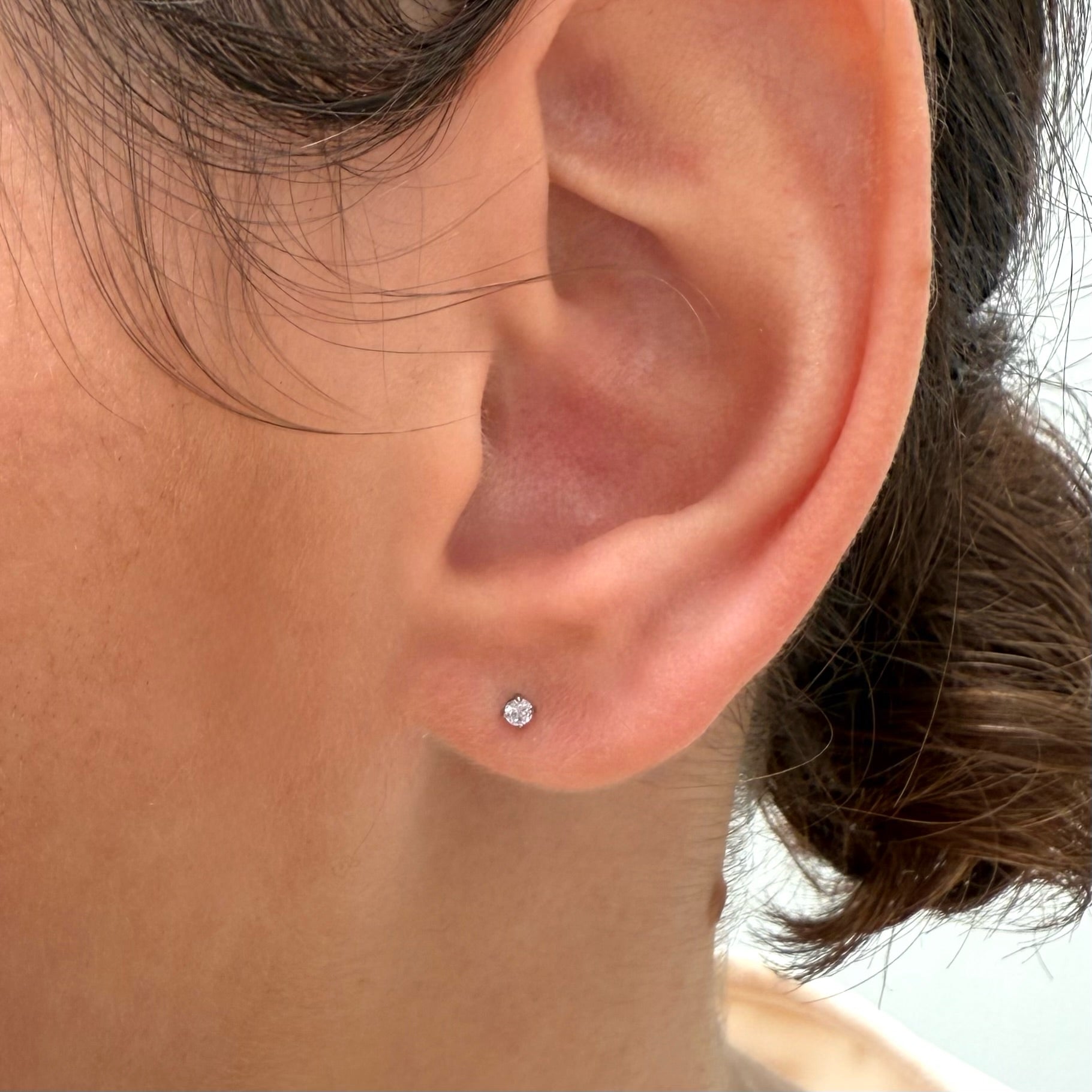 DAINTY SILVER STUD EARRINGS PINK SAMPLE