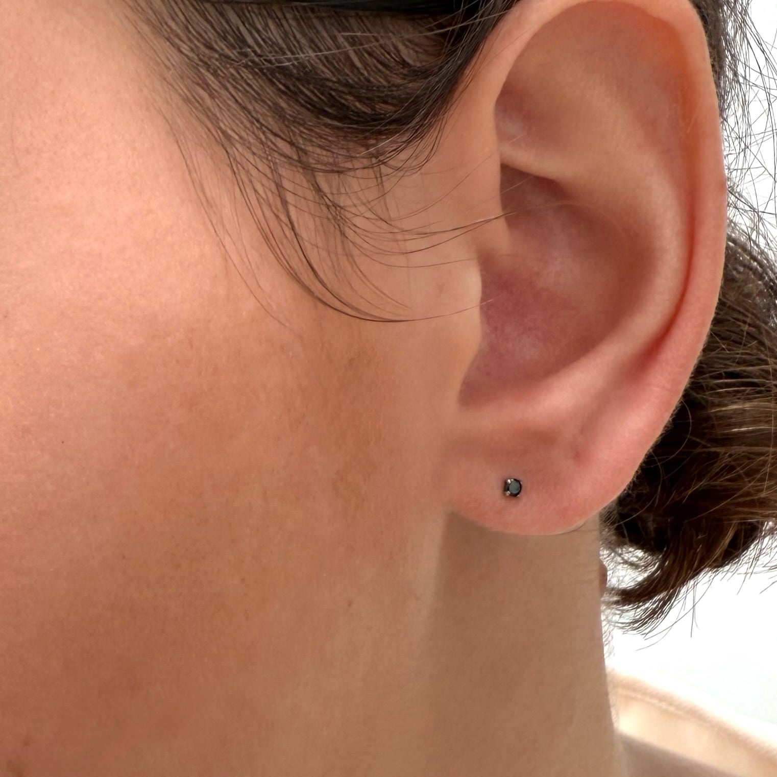 DAINTY SILVER STUD EARRINGS BLACK SAMPLE