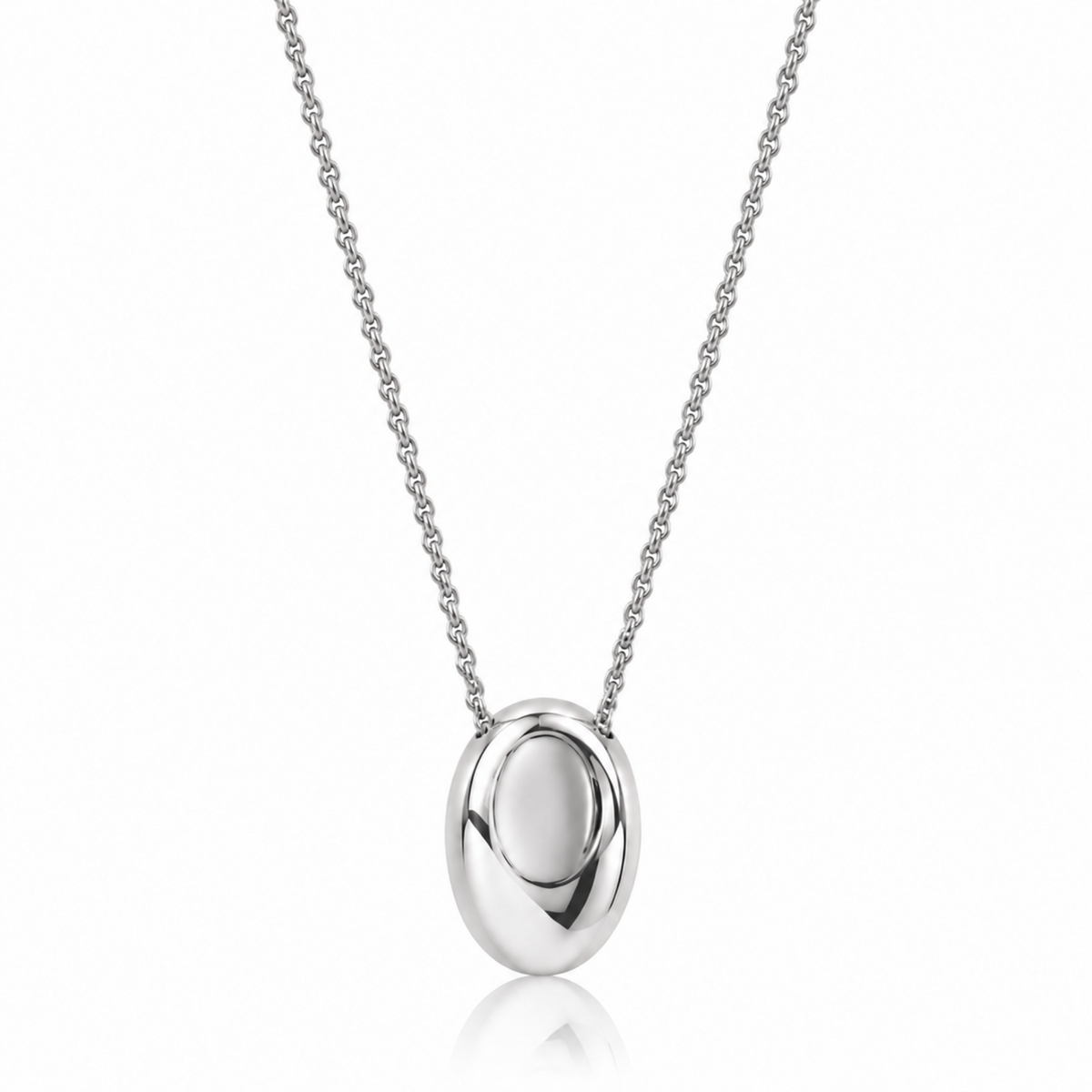silver long oval pendant necklaces 