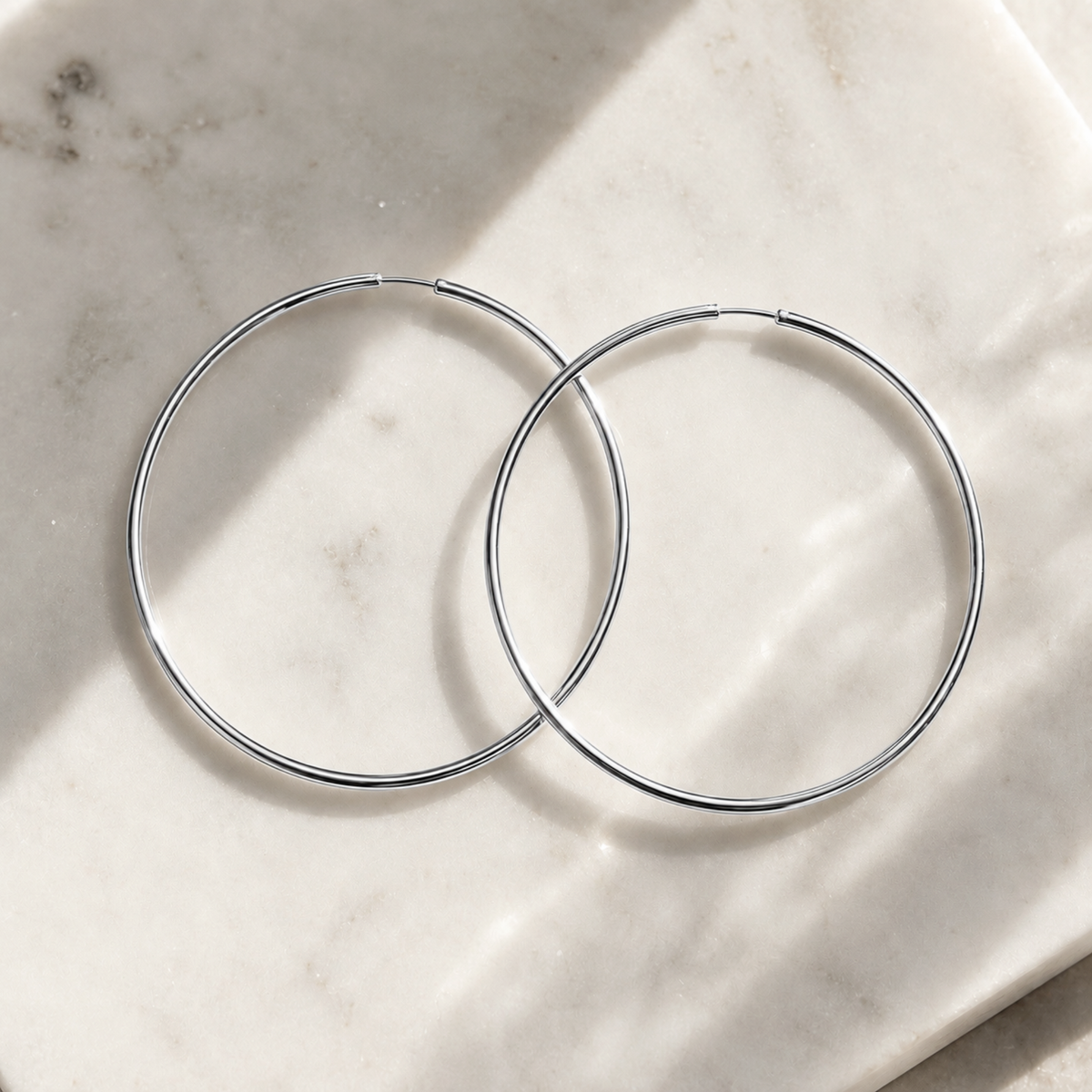 large silver thin hoops waterproof jewelry