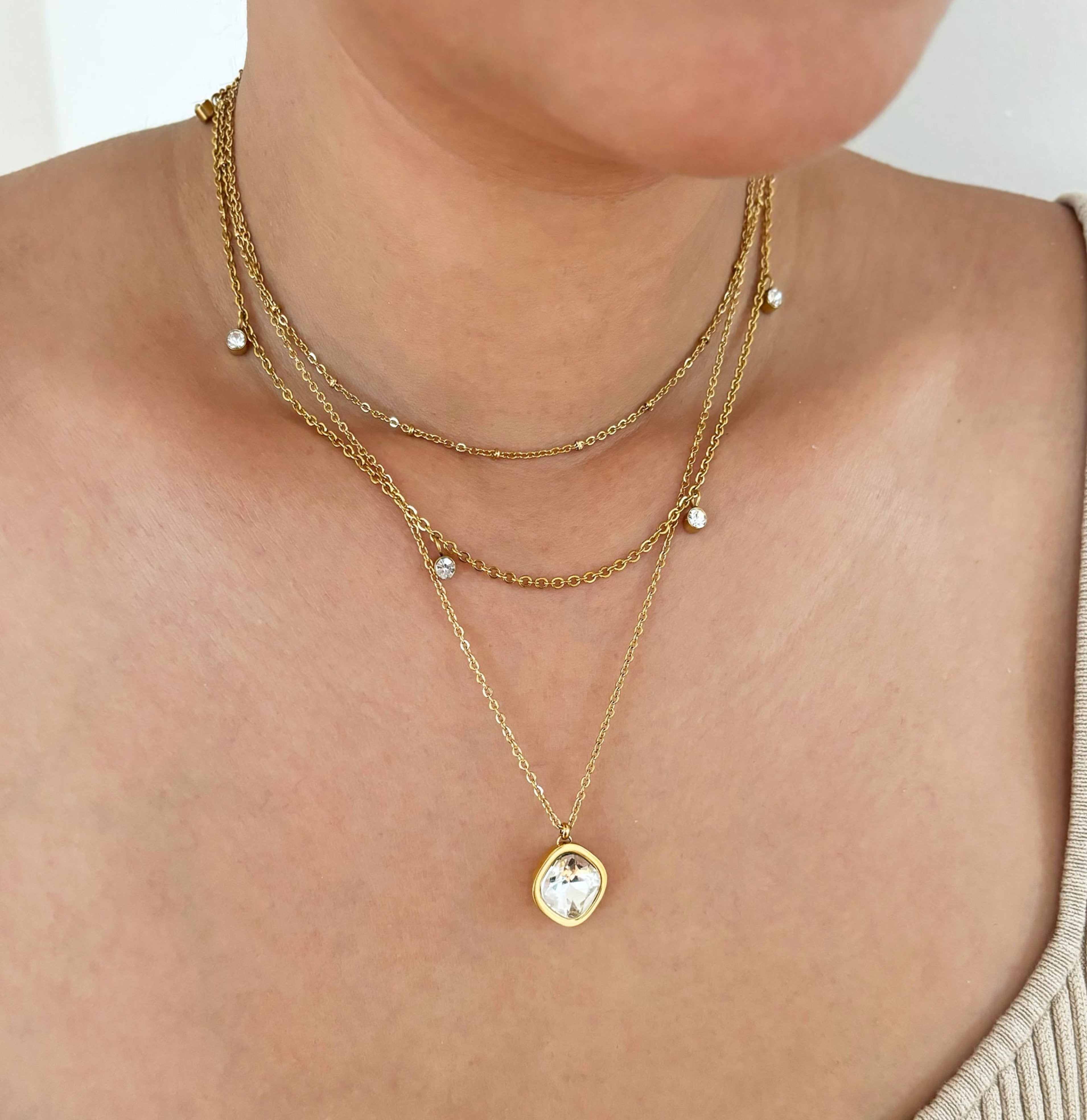 april birthstone necklace stack