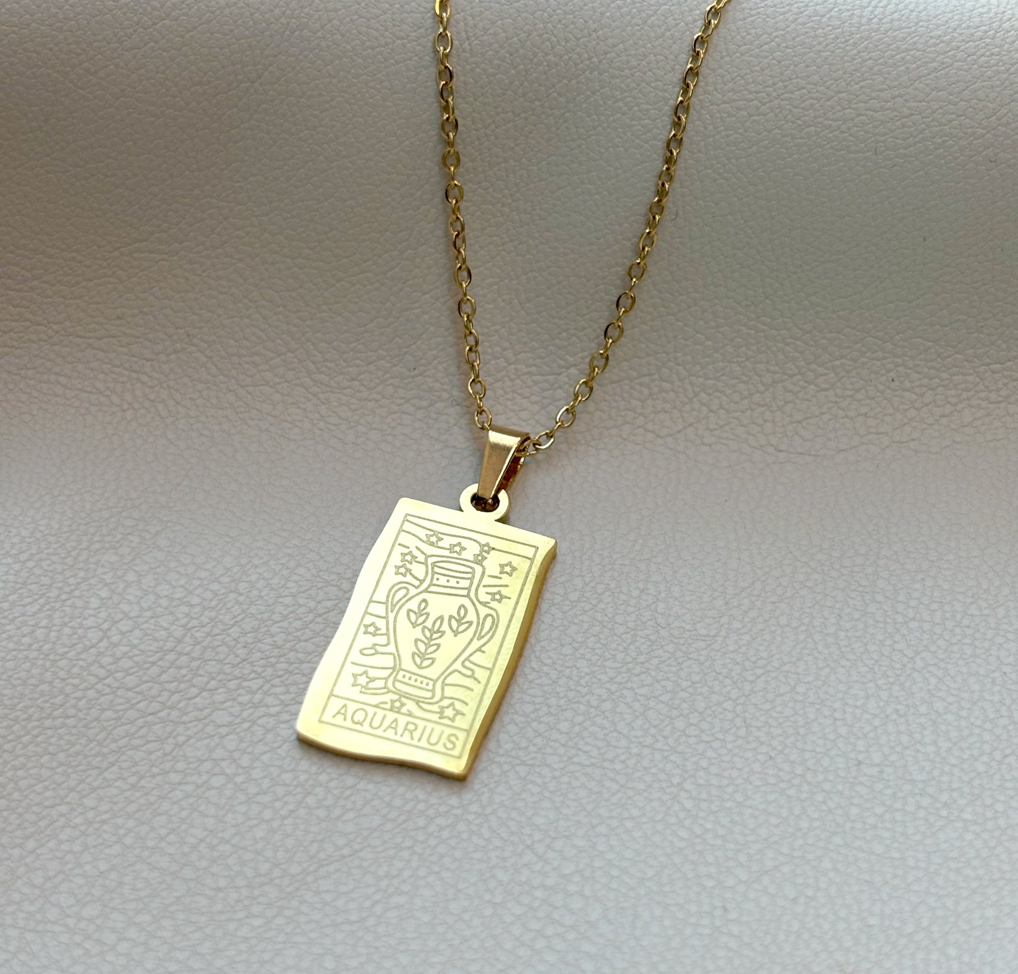 Aquarius zodiac necklace gold jewelry