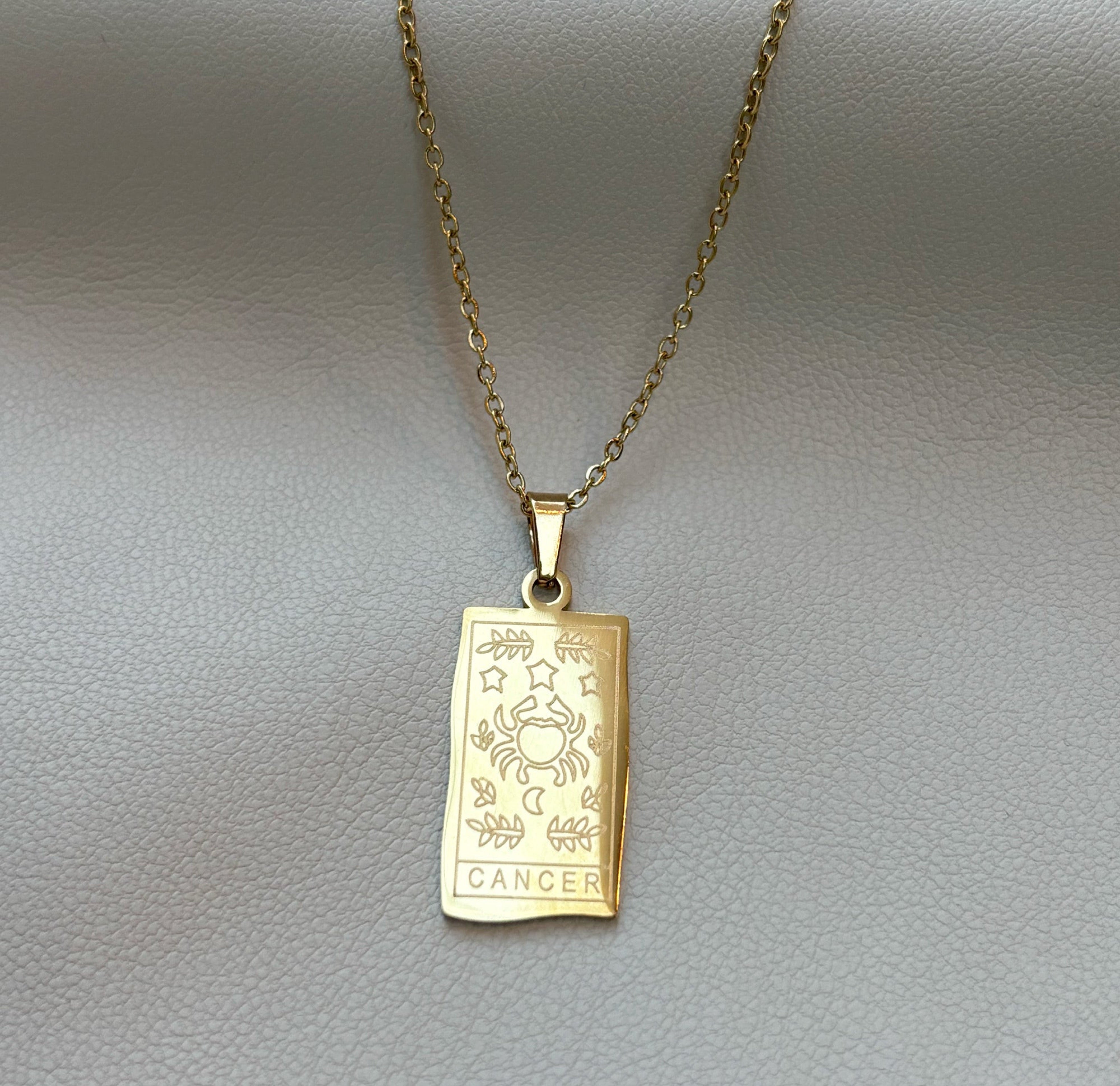 18k Gold Zodiac Pendant Necklace cancer Waterproof Jewelry