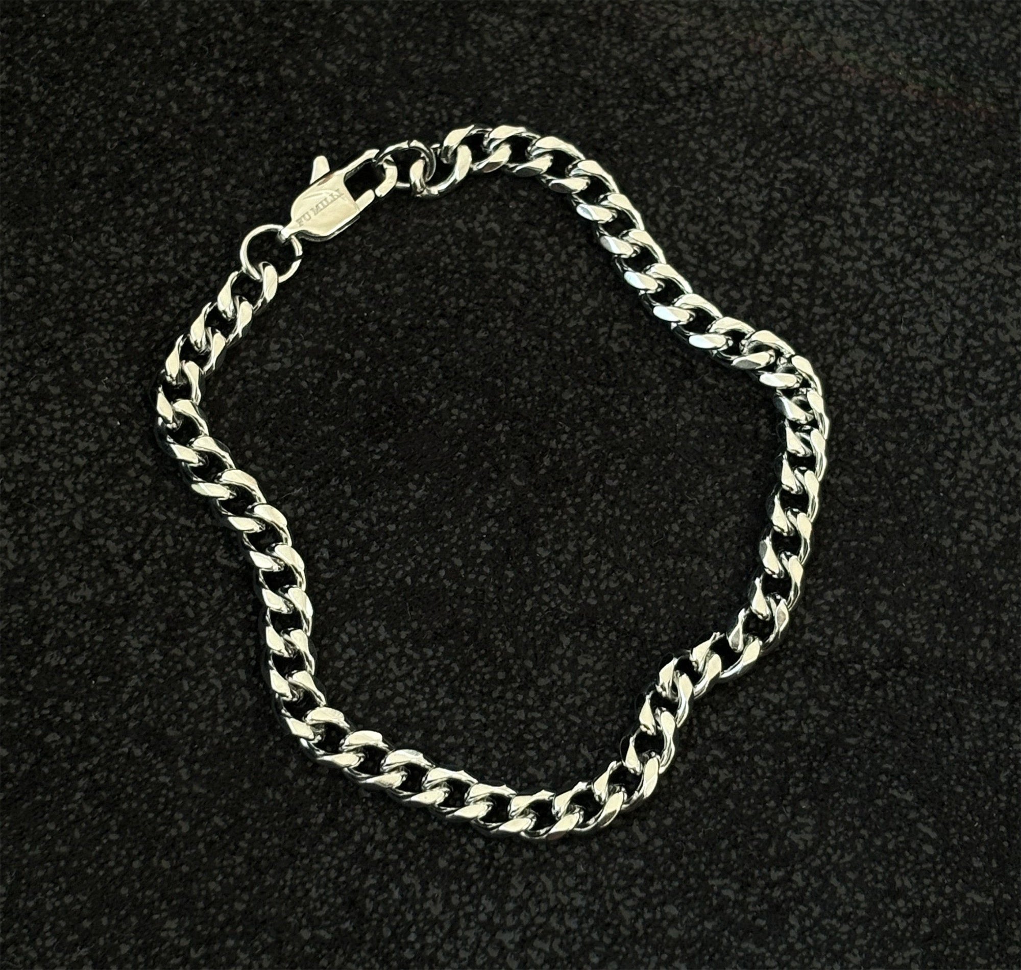 mens silver curb chain bracelet men waterproof jewelry