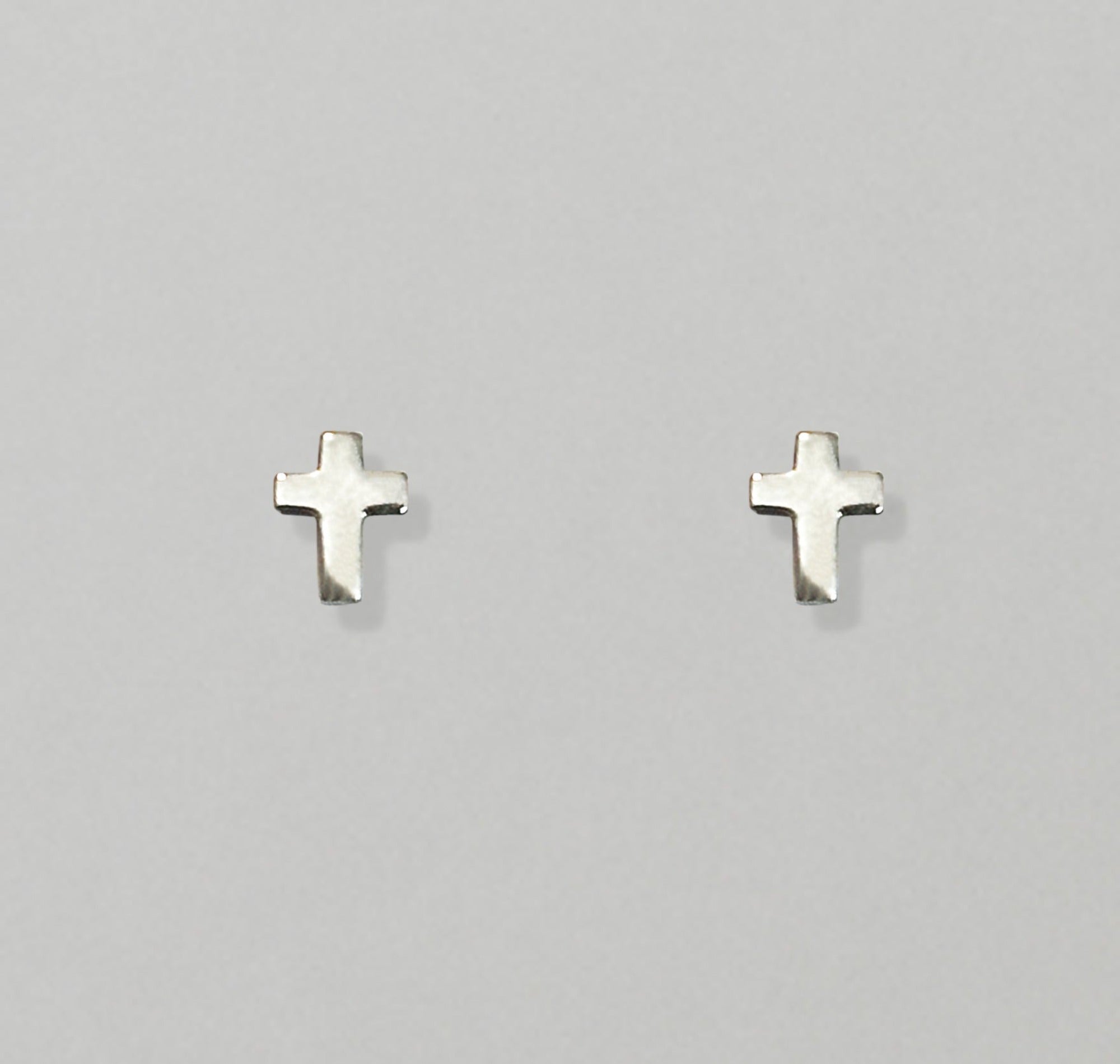 silver cross stud earrings mens waterproof jewelry
