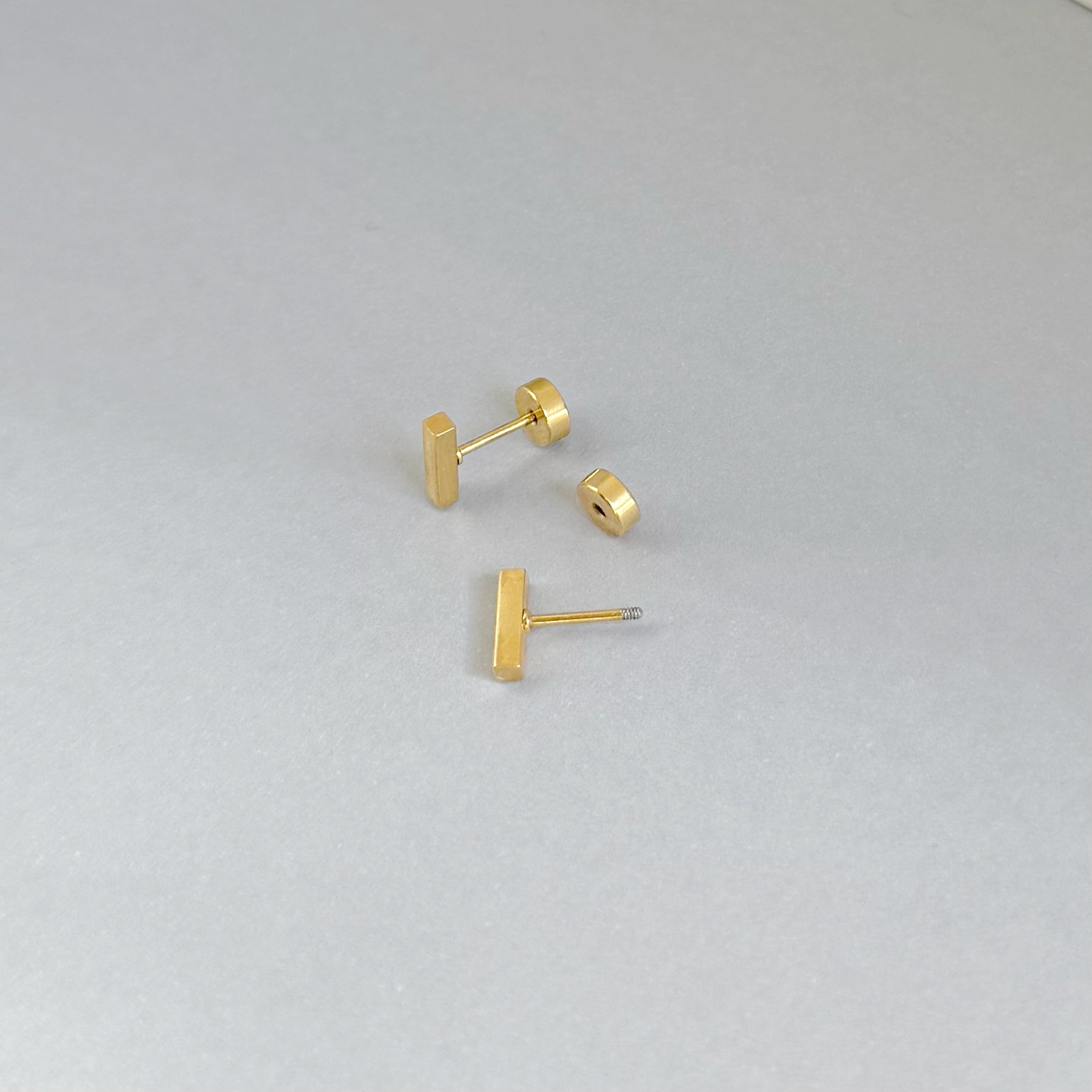 CASSIE DAINTY GOLD BAR STUD EARRINGS COMFORT FIT