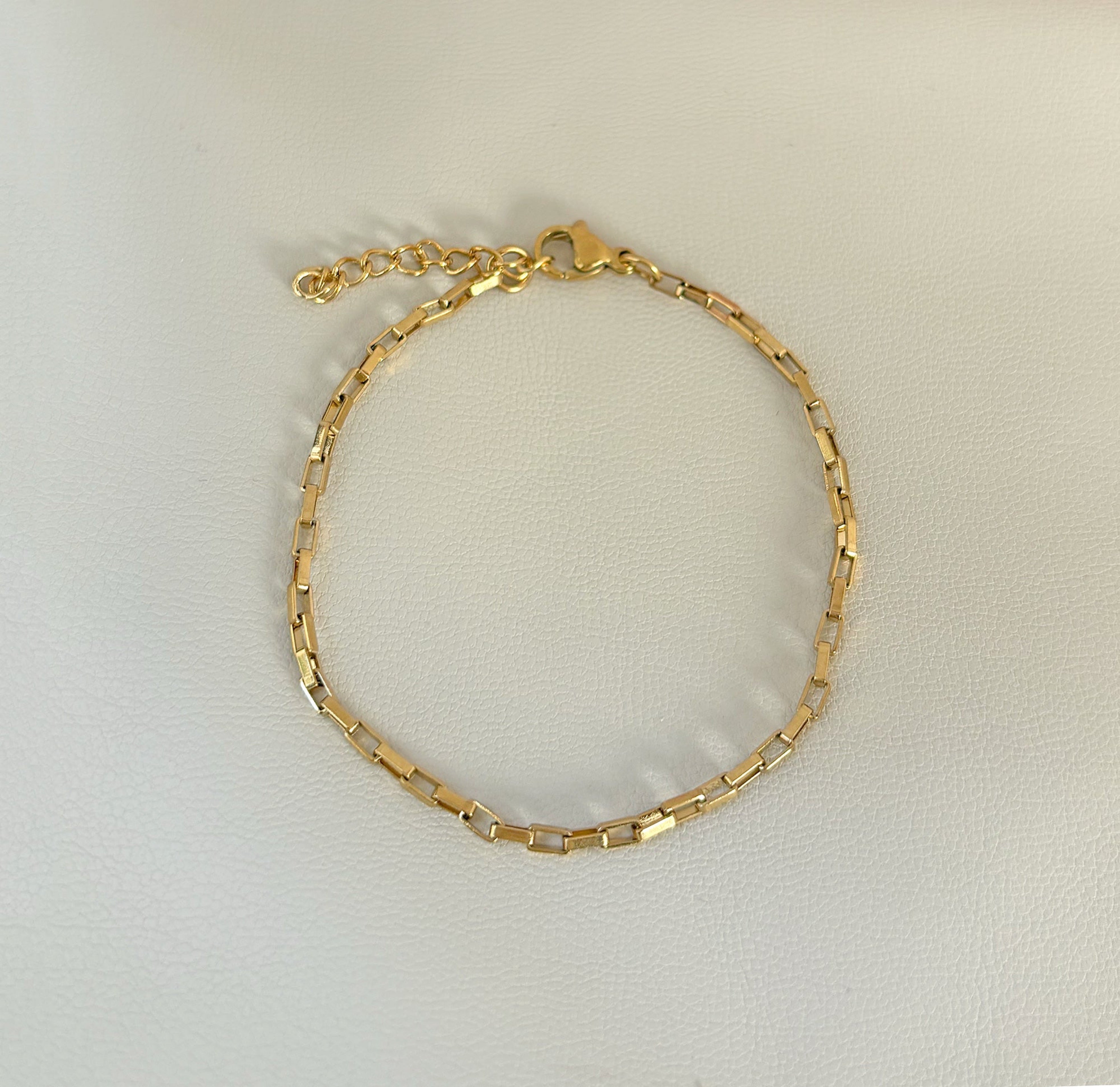 dainty gold box chain bracelet