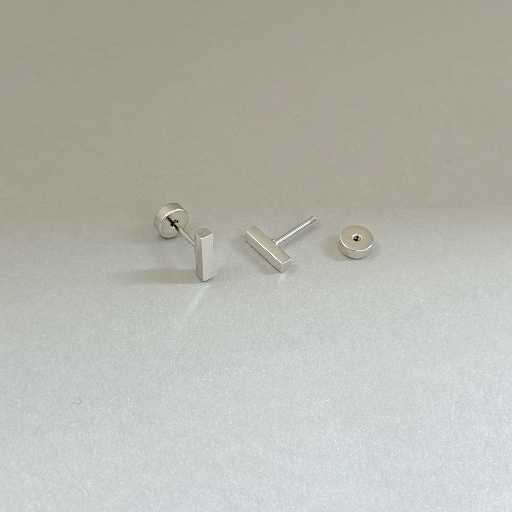 CASSIE DAINTY SILVER BAR STUD EARRINGS COMFORT FIT