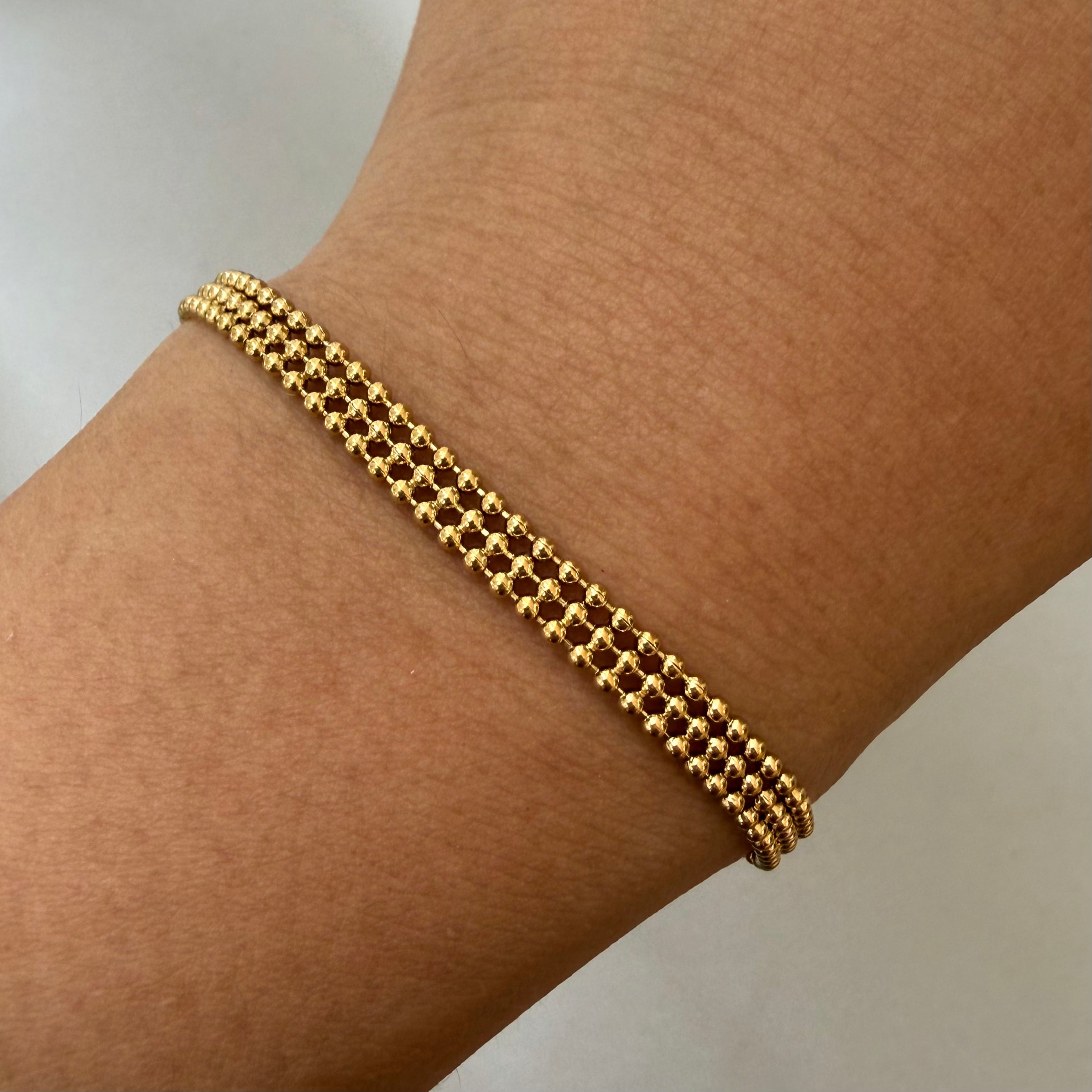 GOLD DAINTY MULTI BEADED CHAIN BRACELET - SAMPLE