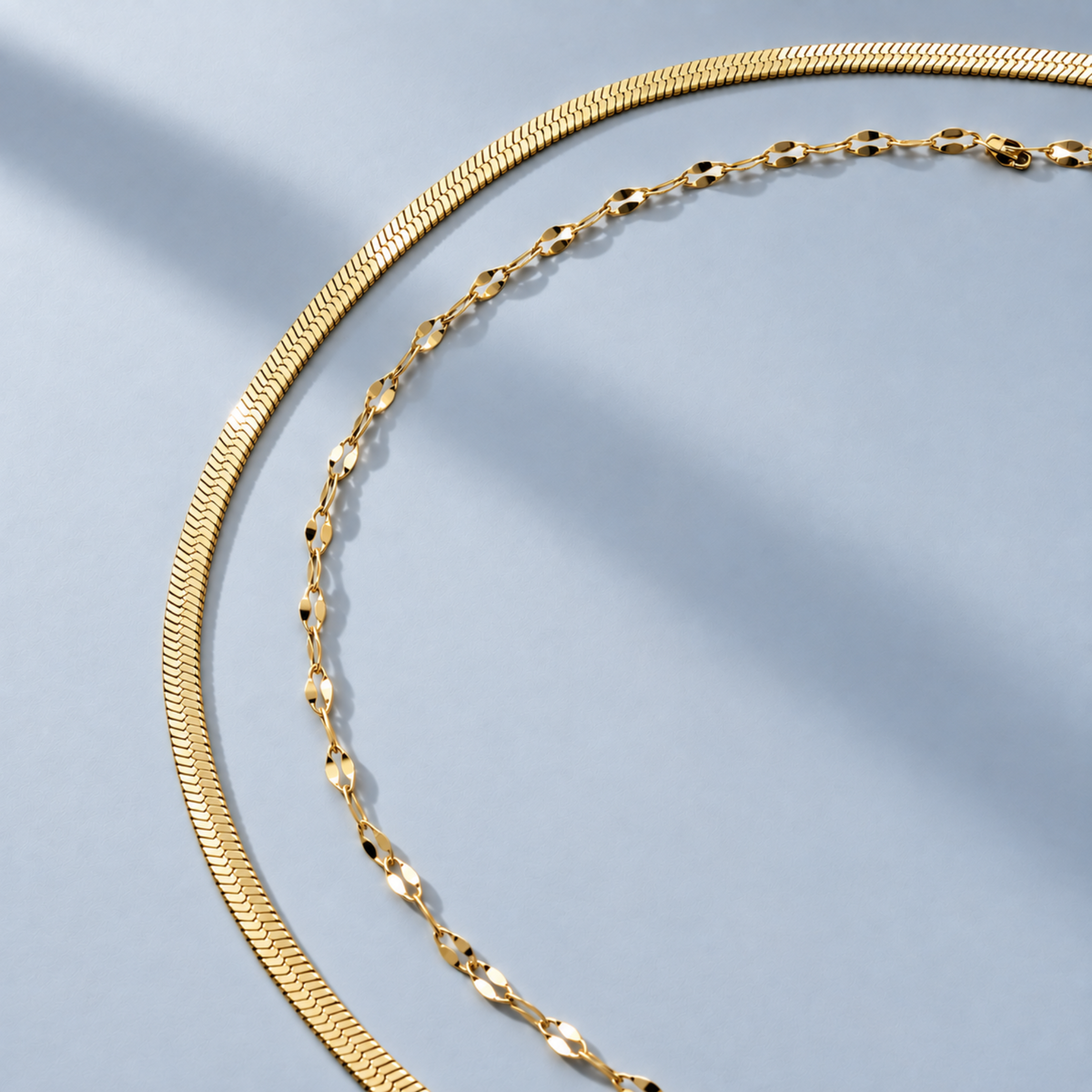 dainty gold lace and snake chain set waterproof jewelry