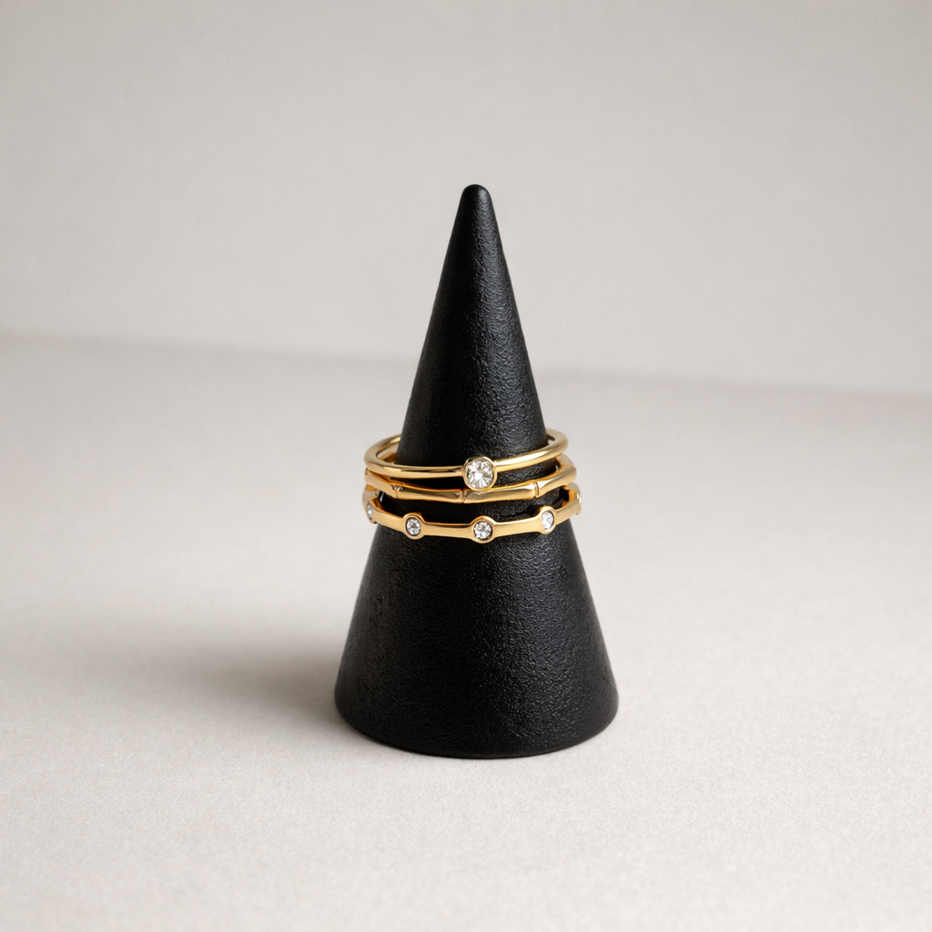 dainty gold stack rings waterproof jewelry