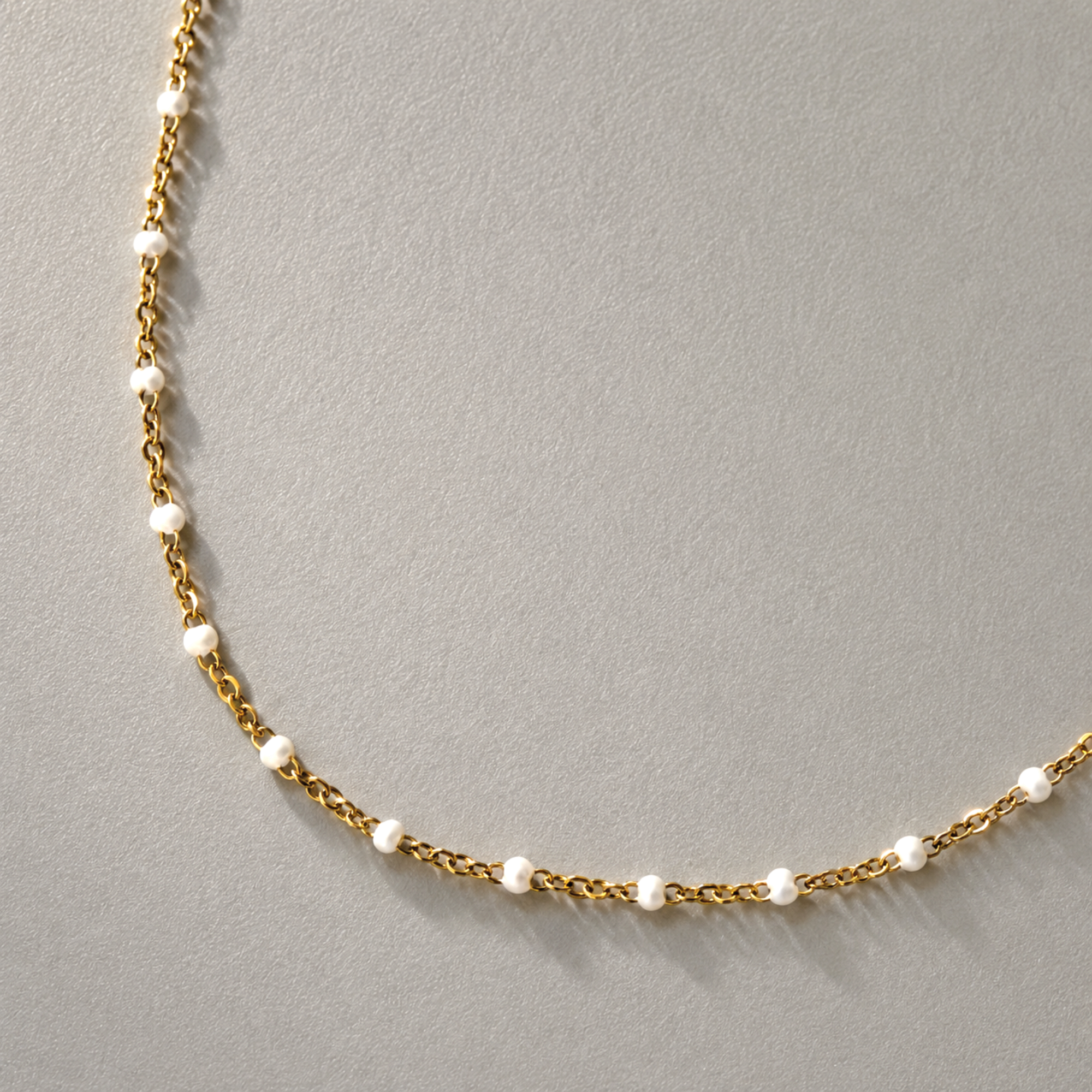 Gigi Dainty Gold White Beaded Gold Chain Necklace - Waterproof Jewelry