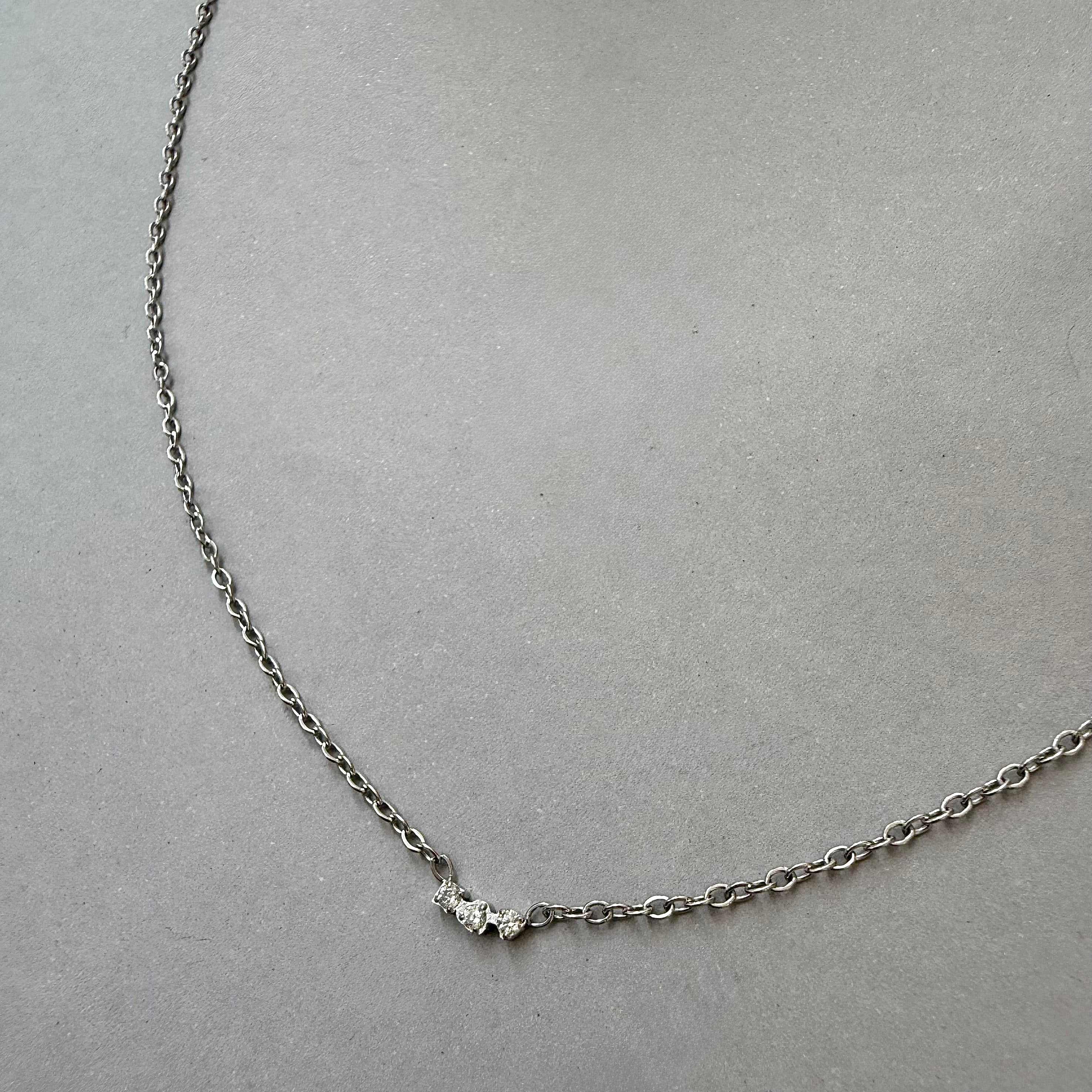 silver dainty diamond necklace
