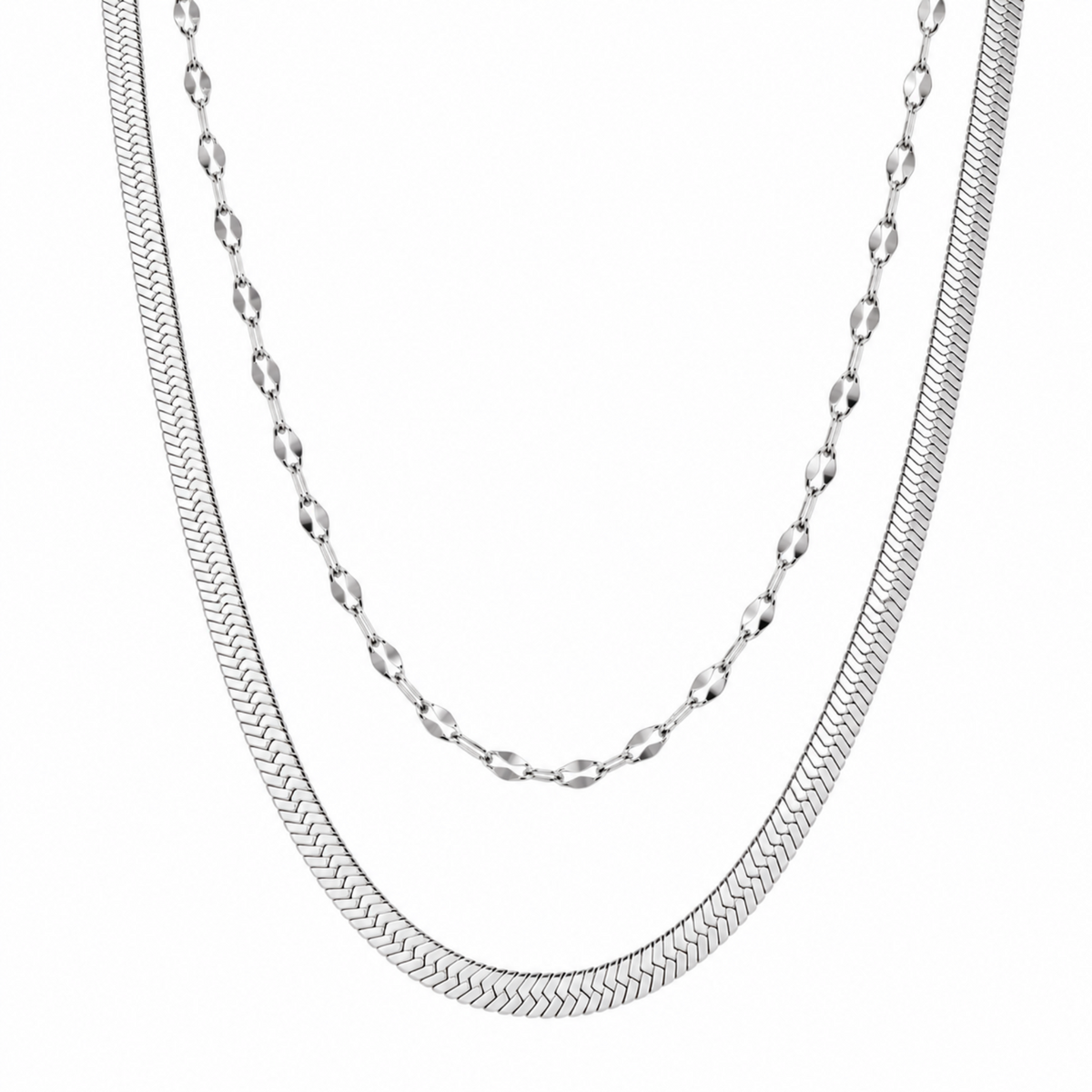 dainty_silver_lace_and_snake_chain_set_waterproof_jewelry