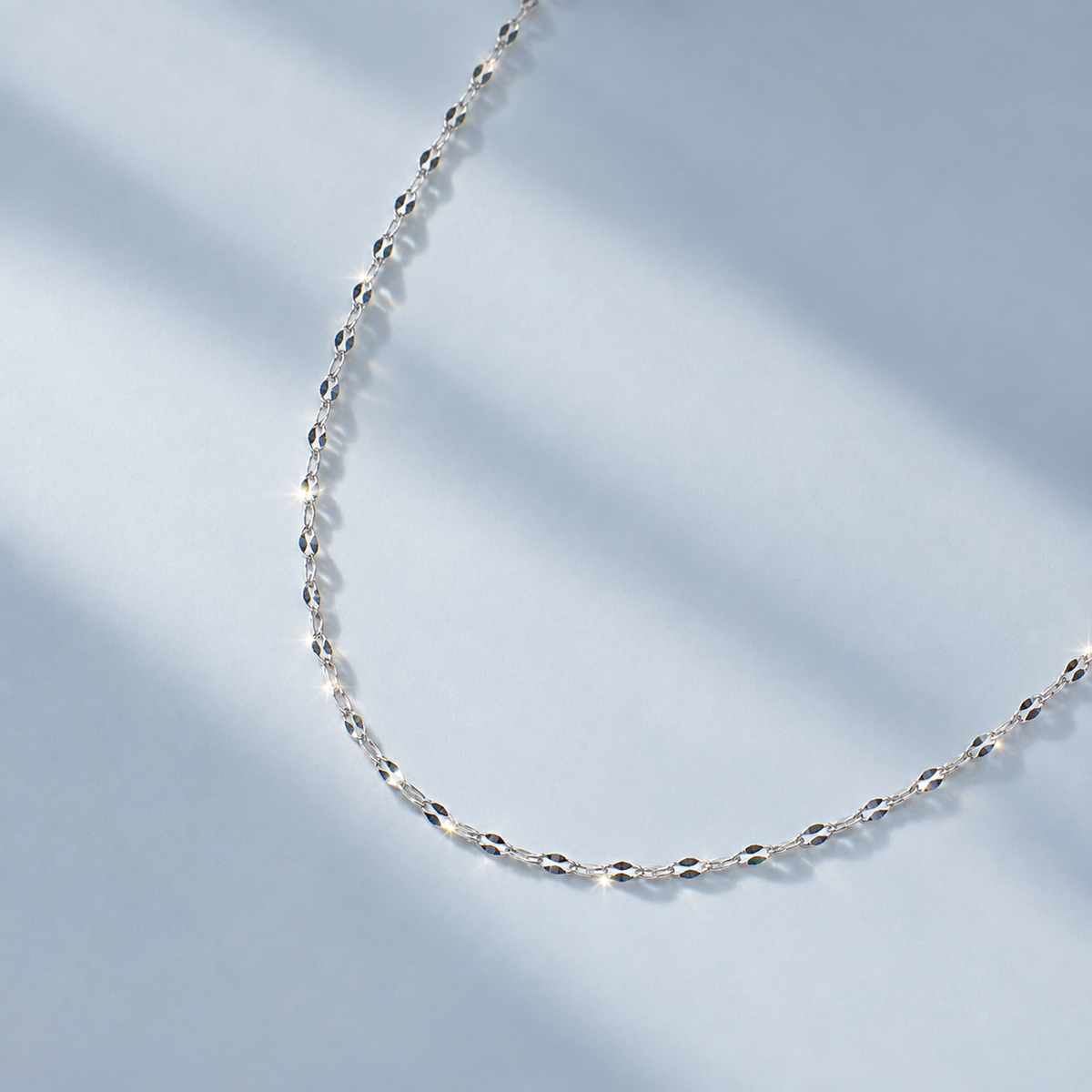 silver dainty lace chain necklace upclose