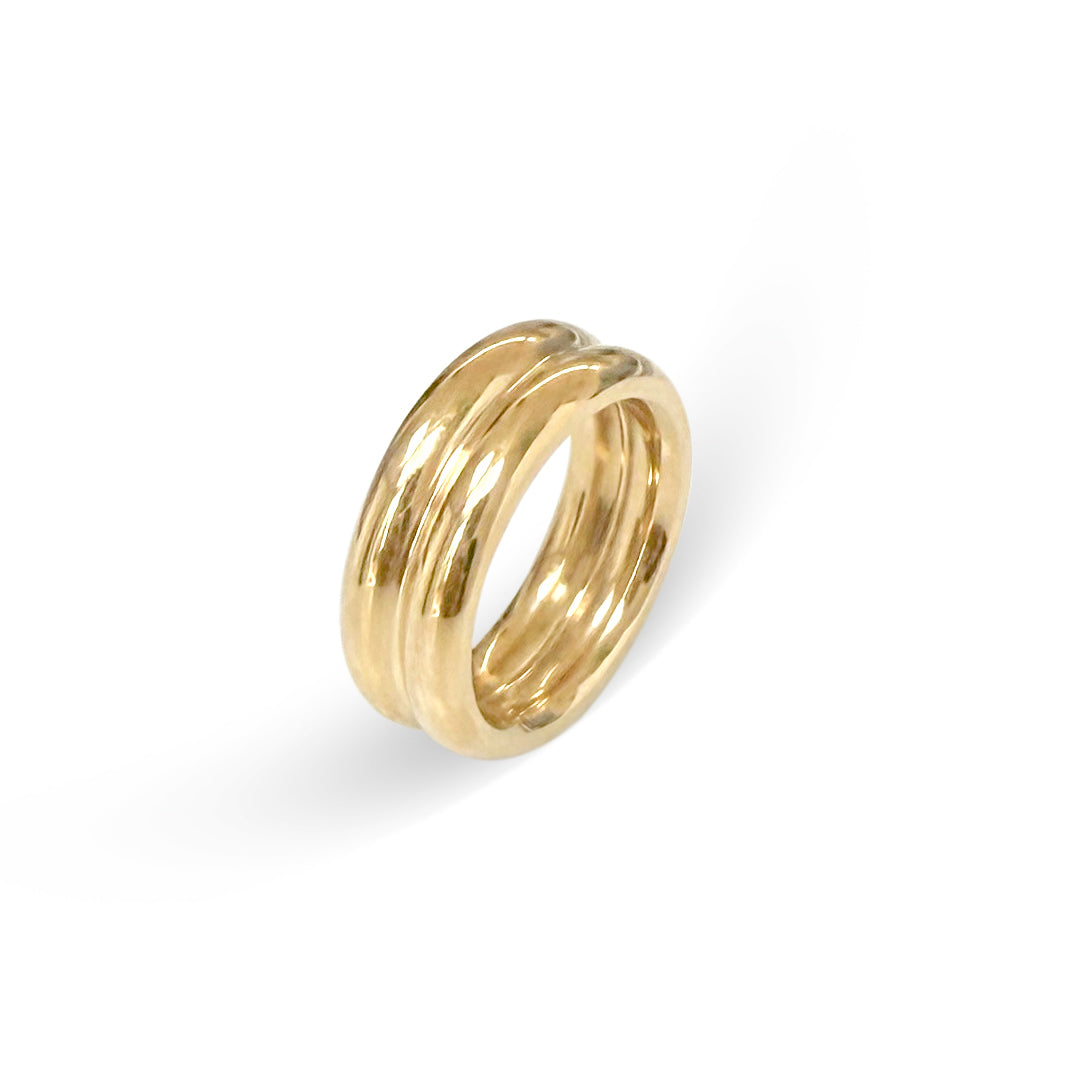 gold duo dome ring stackable ring waterproof