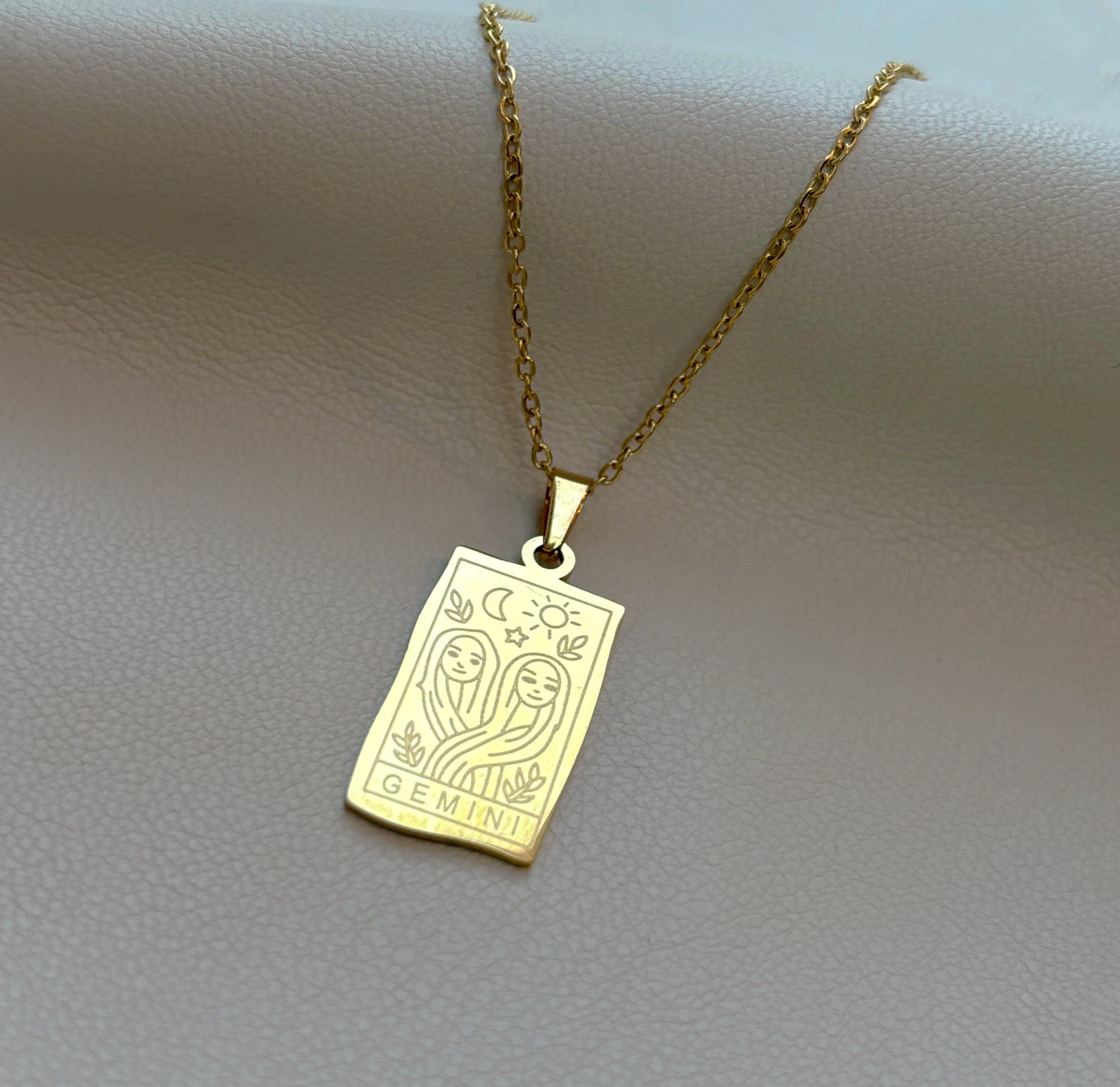 Gemini Zodiac Pendant Necklace Watrproof Jewelry