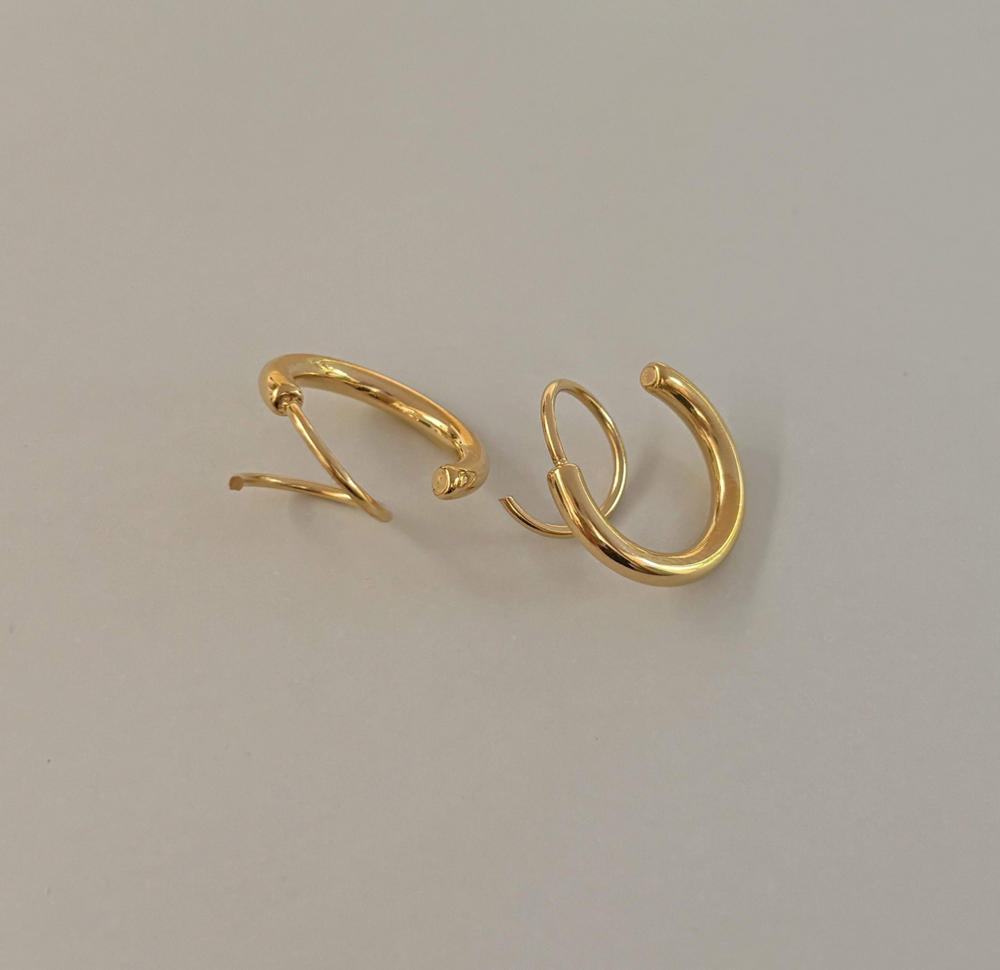 gold duo huggie hoop earrings