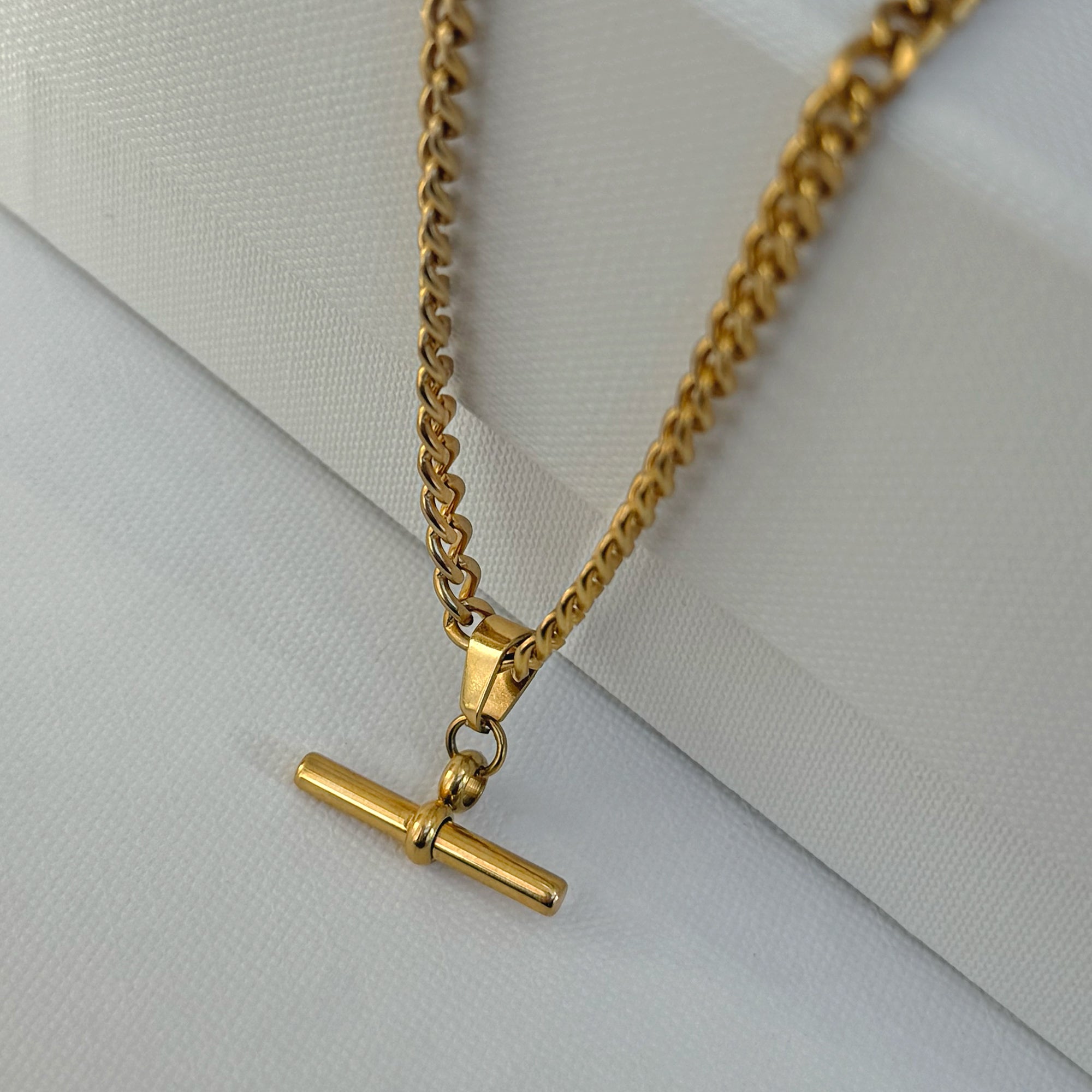 Quinn Gold T bar Pendant Necklace - Waterproof Jewelry