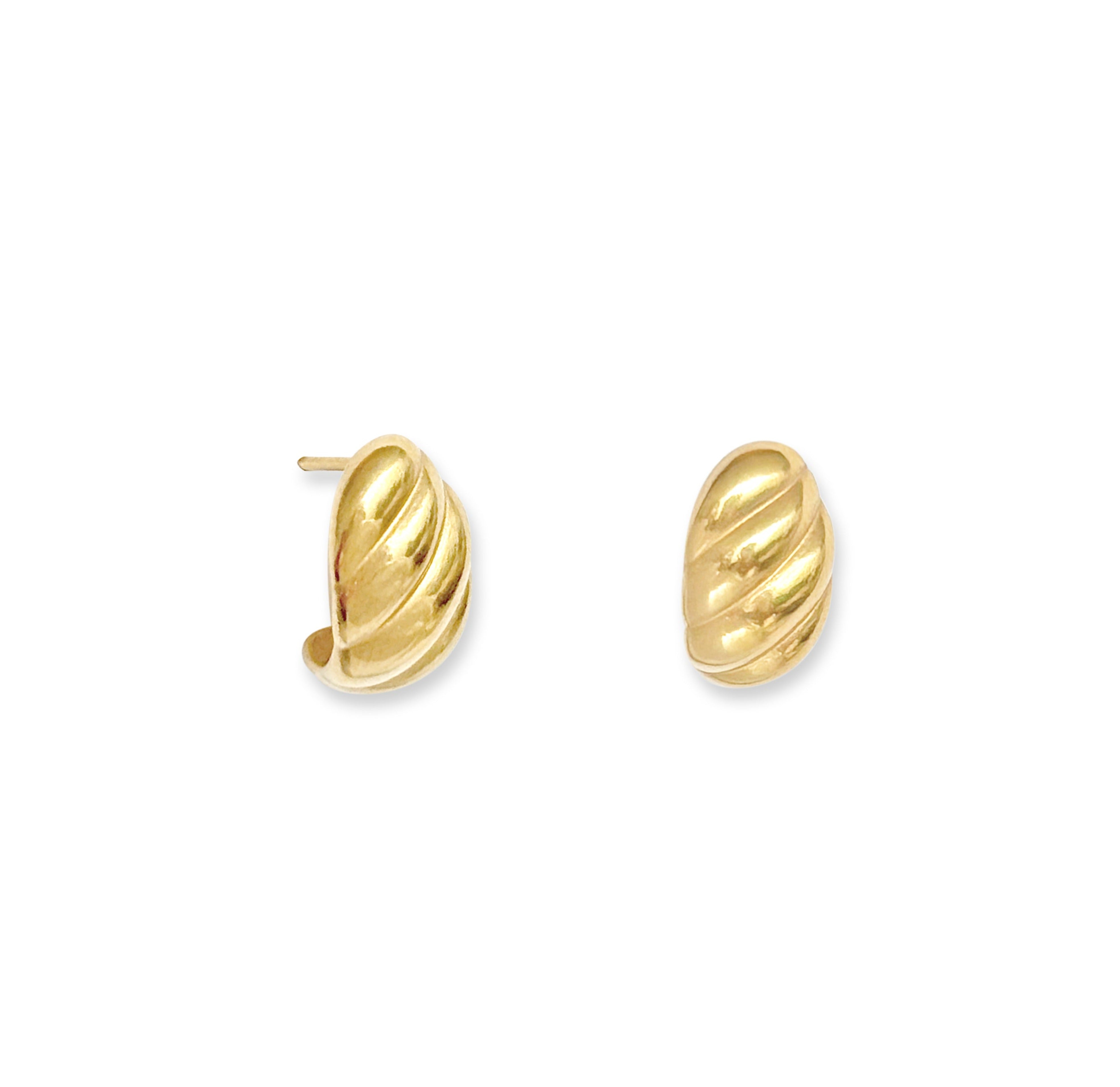 gold croissant stud earrings waterproof jewelry  
