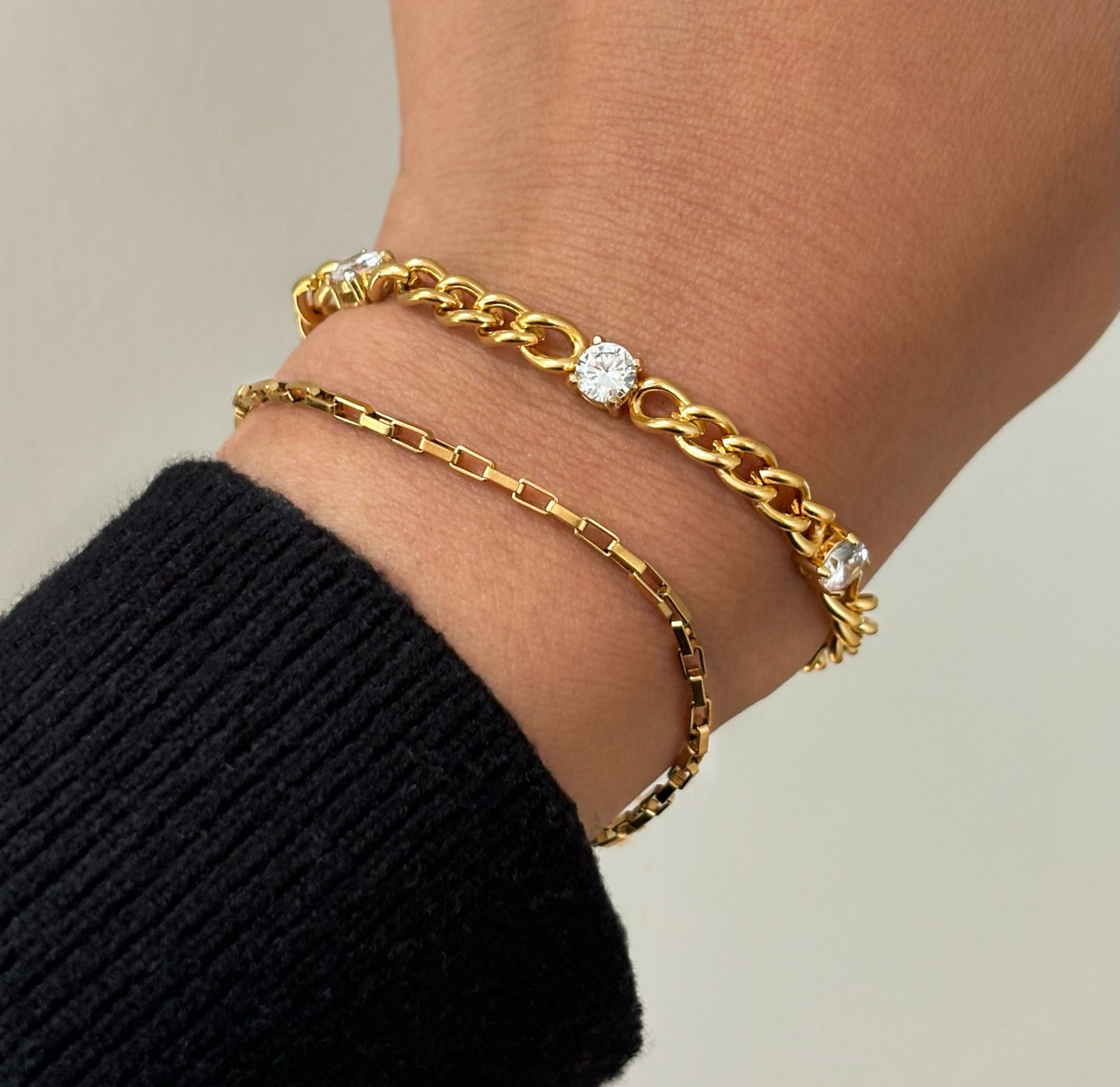 gold dainty box chain everyday jewelry waterproof