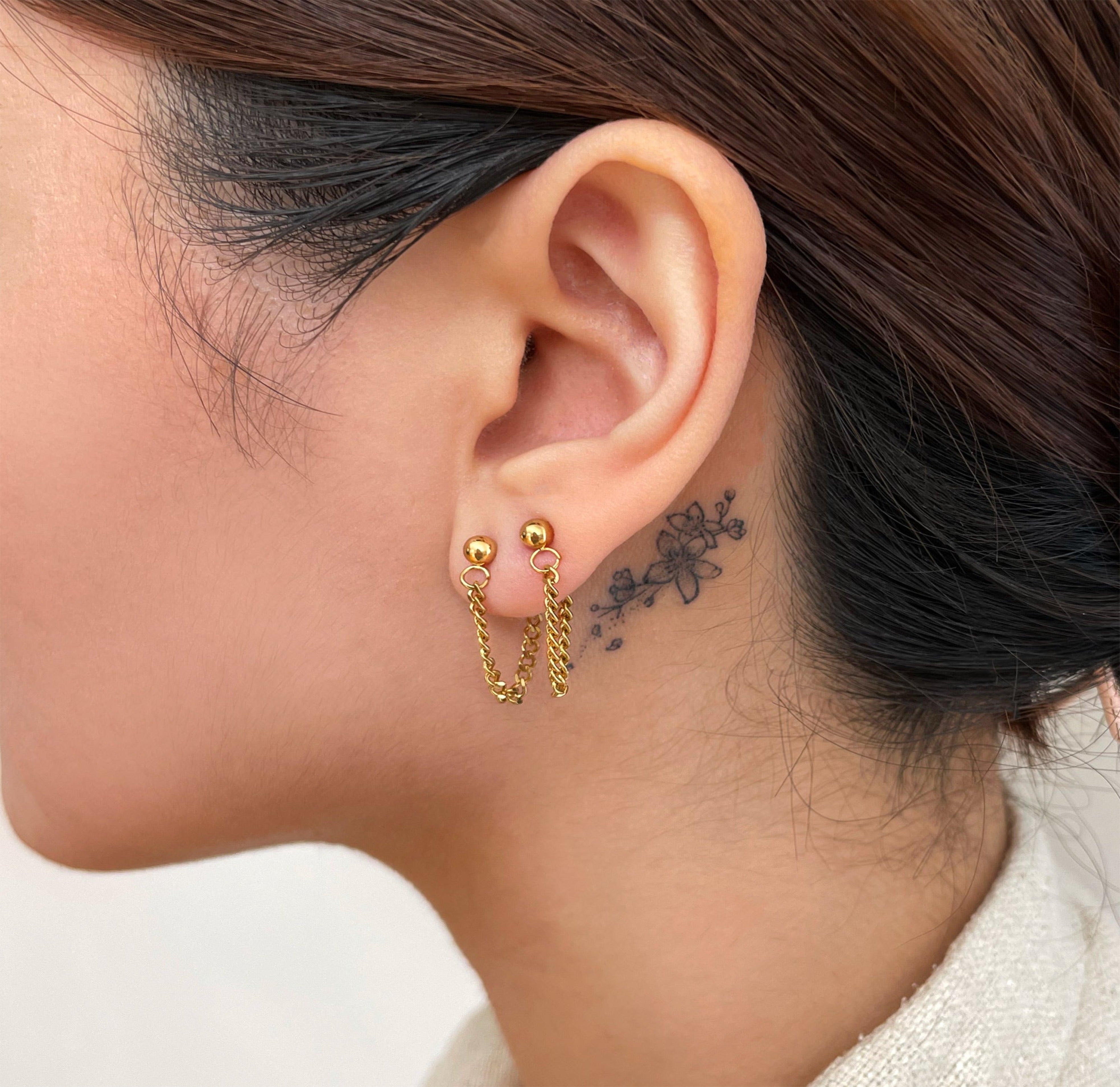 【LAZY DAWN】rope circle drop chain earring E052 Rope Chain Drop Earrings in 14K Gold | Zales