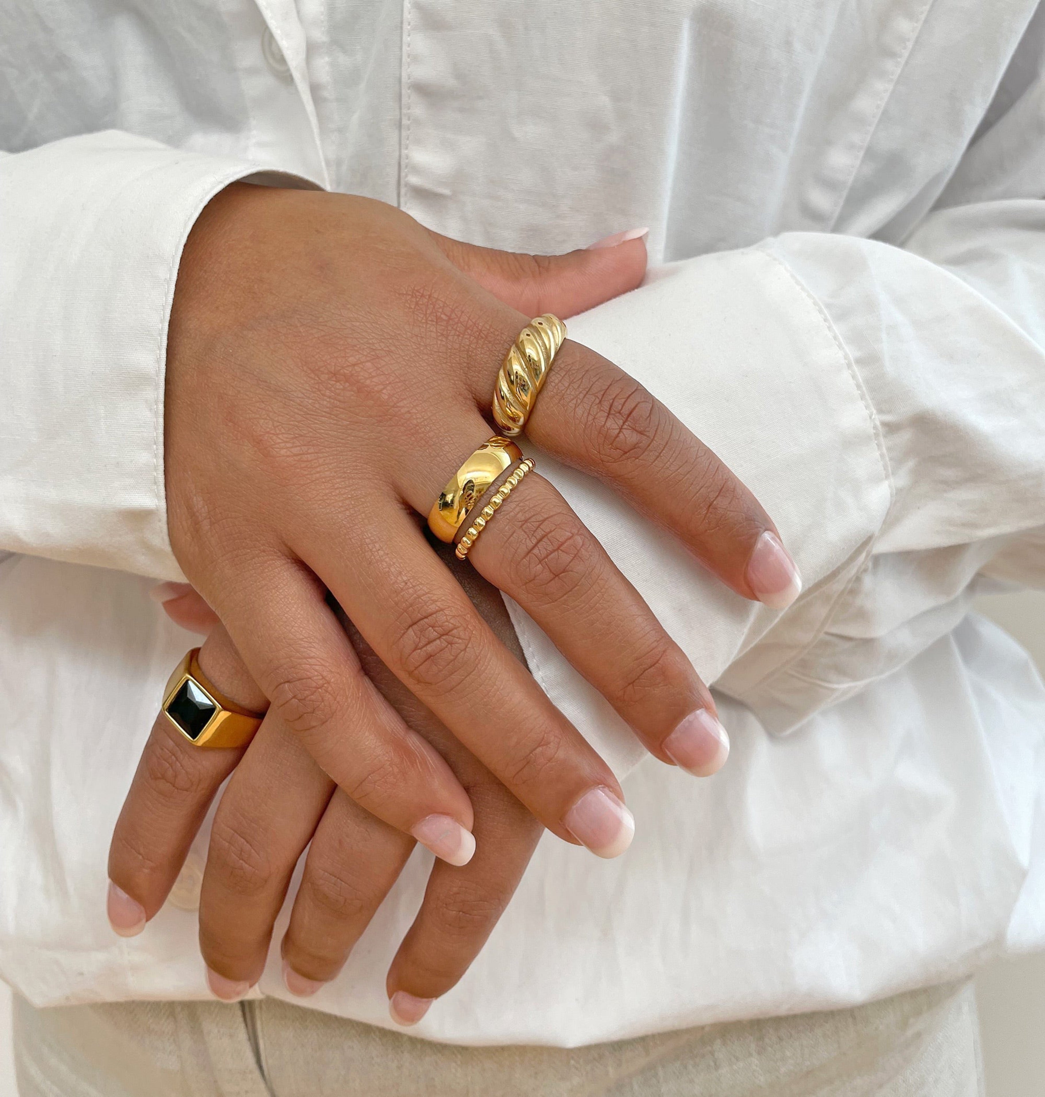Toni Thick Gold Stackable Ring Waterproof Rings