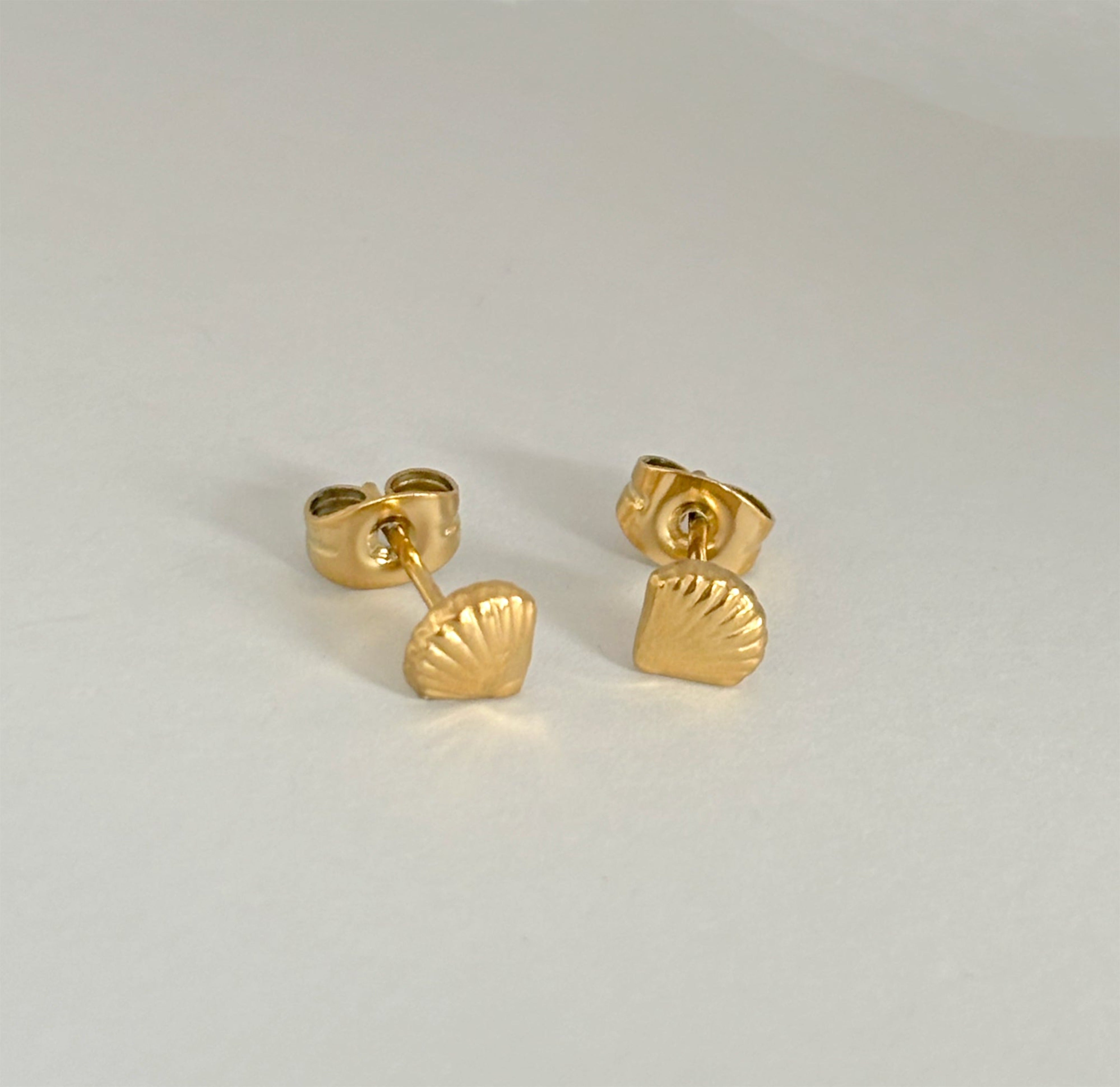 Dainty gold sea shell stud earrings