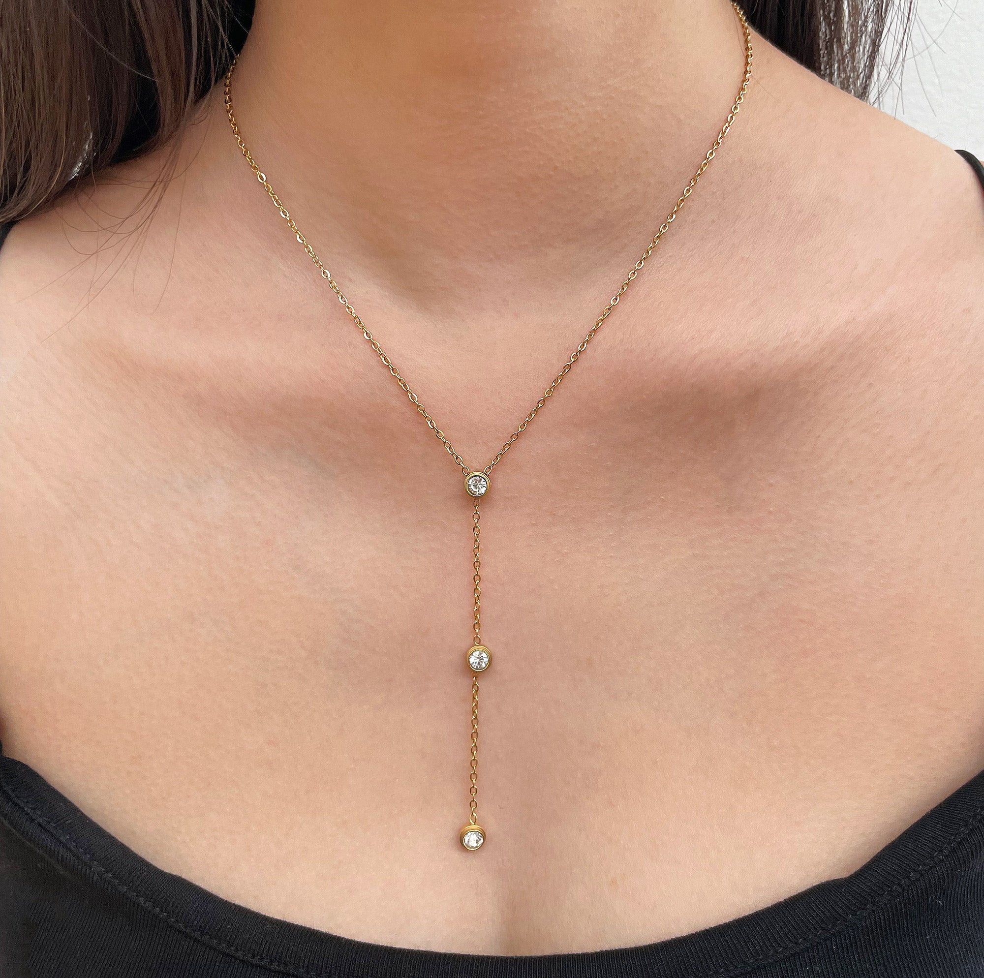 CATALINA CZ DIAMOND LARIAT CHAIN NECKLACE - SAMPLE