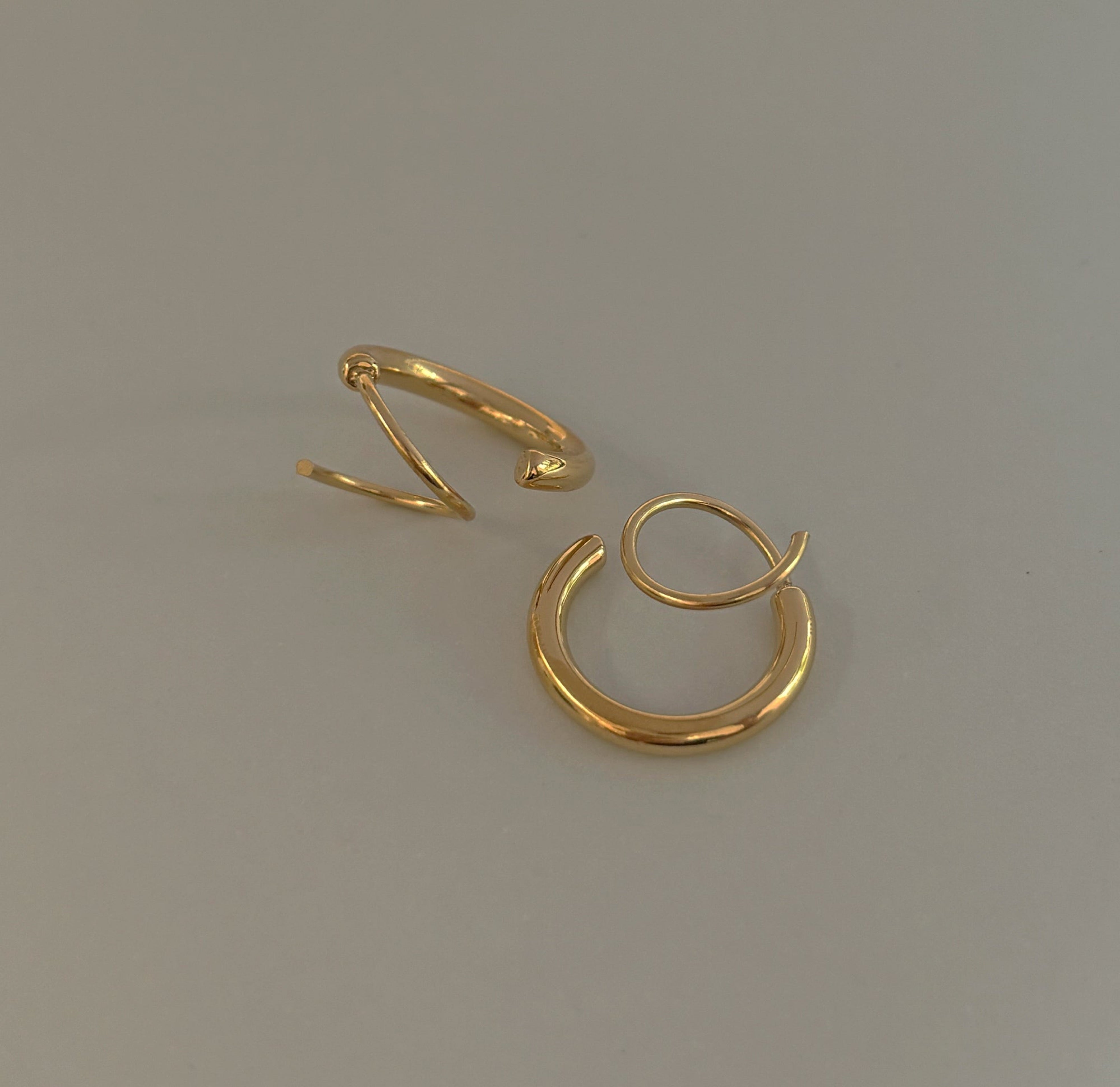 gold duo huggie hoop earrings